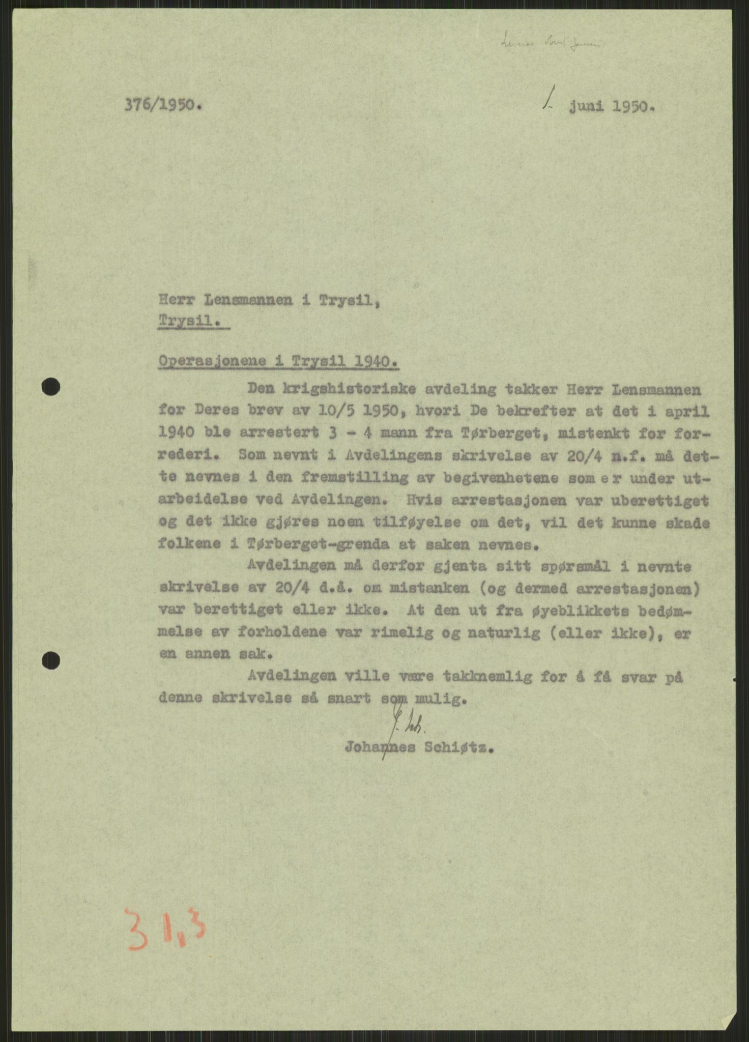 Forsvaret, Forsvarets krigshistoriske avdeling, RA/RAFA-2017/Y/Ya/L0013: II-C-11-31 - Fylkesmenn.  Rapporter om krigsbegivenhetene 1940., 1940, p. 986