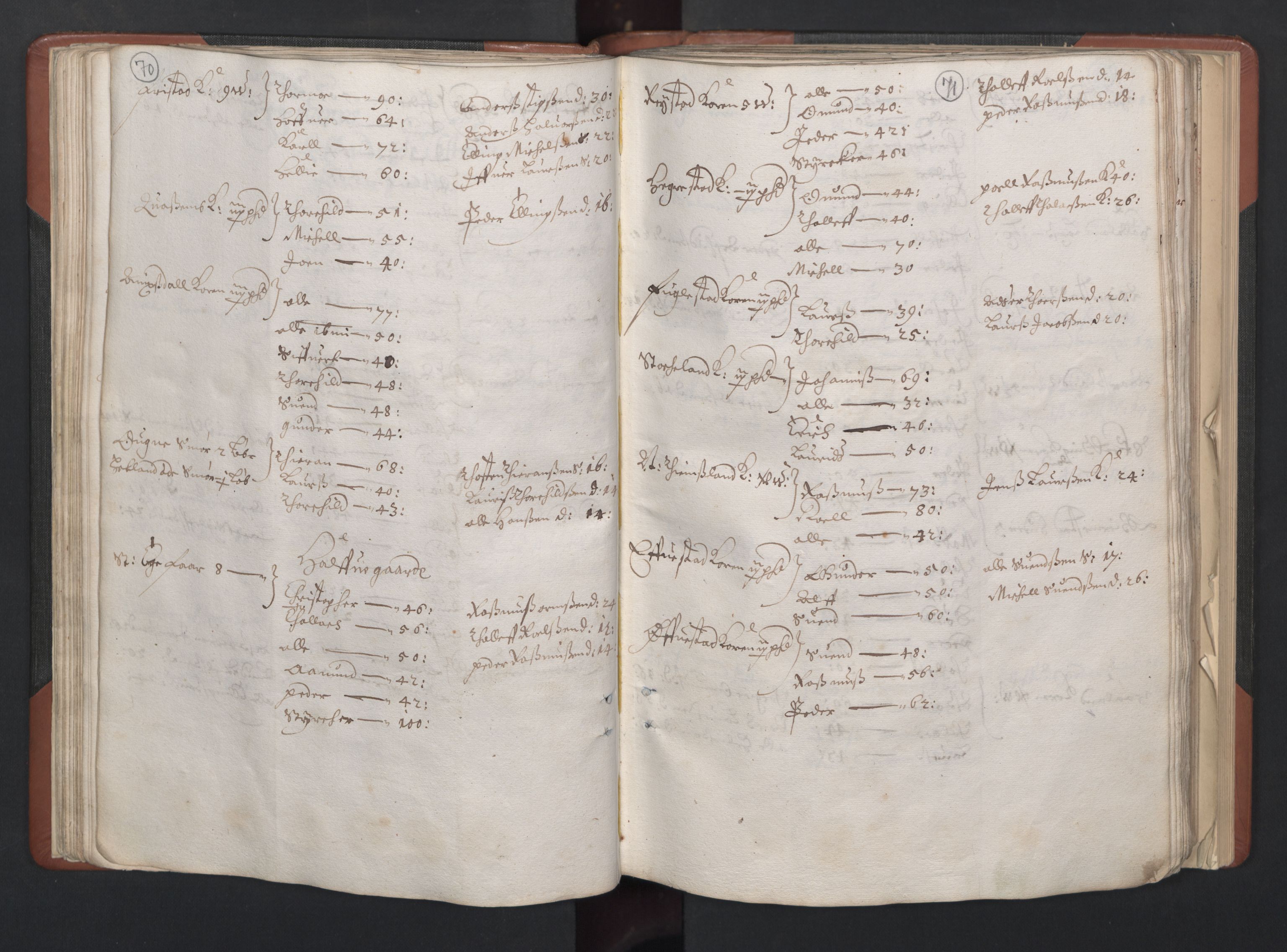 RA, Bailiff's Census 1664-1666, no. 11: Jæren and Dalane fogderi, 1664, p. 70-71
