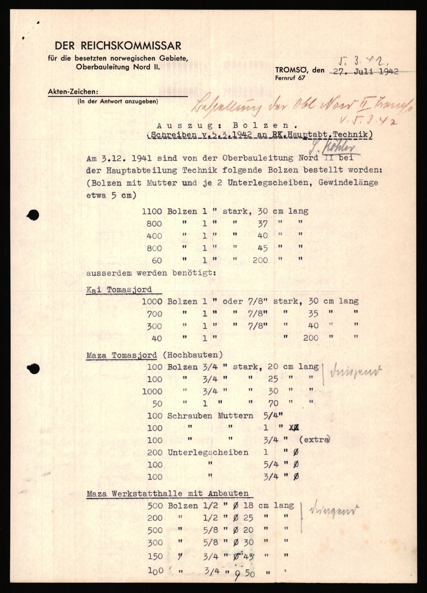 Tyske arkiver, Organisation Todt (OT), Einsatzgruppe Wiking, AV/RA-RAFA-2188/1/E/E6/E6c/L0007: Nachschub: Arkivkode 9451-9490, 1940-1945, p. 741