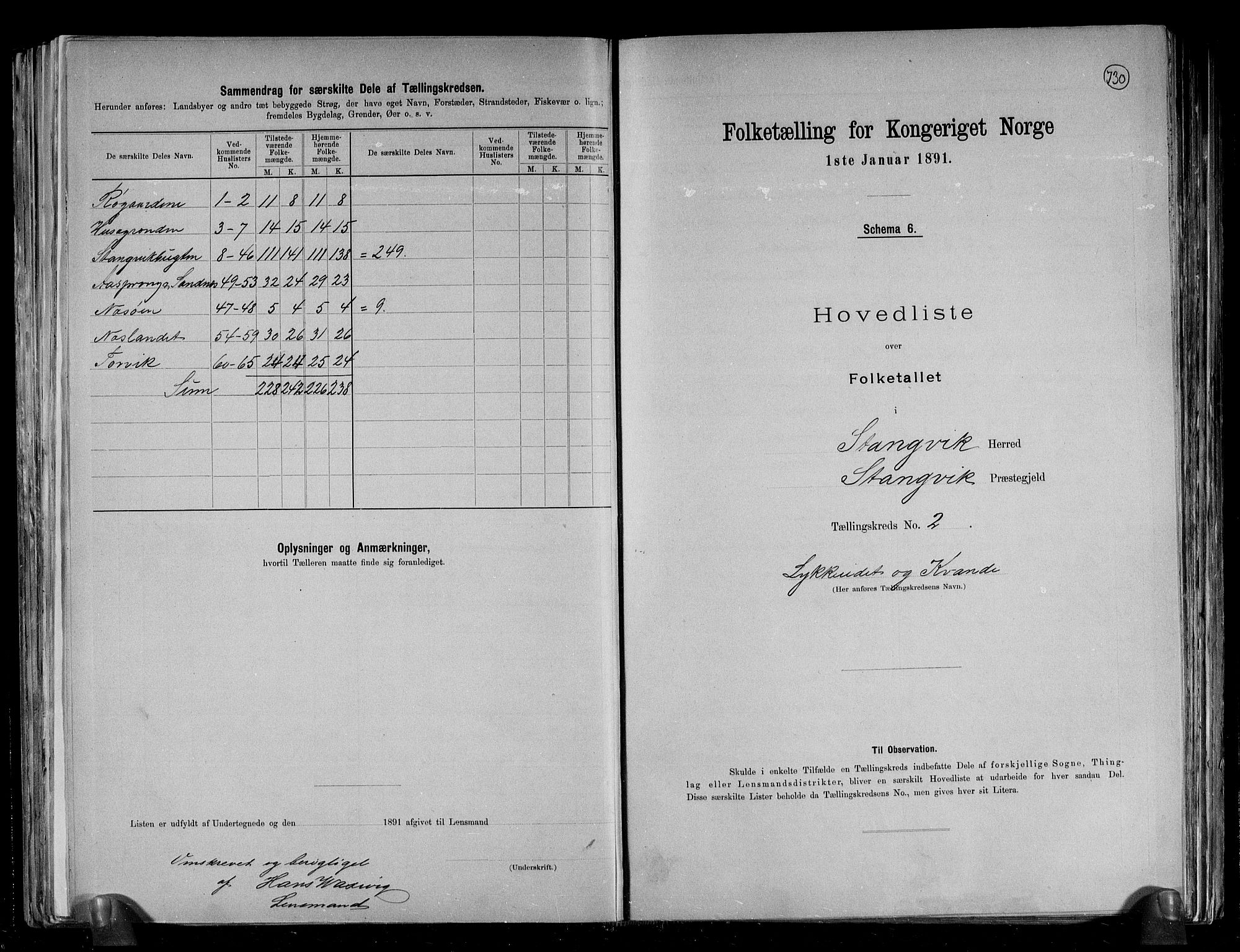 RA, 1891 census for 1564 Stangvik, 1891, p. 7