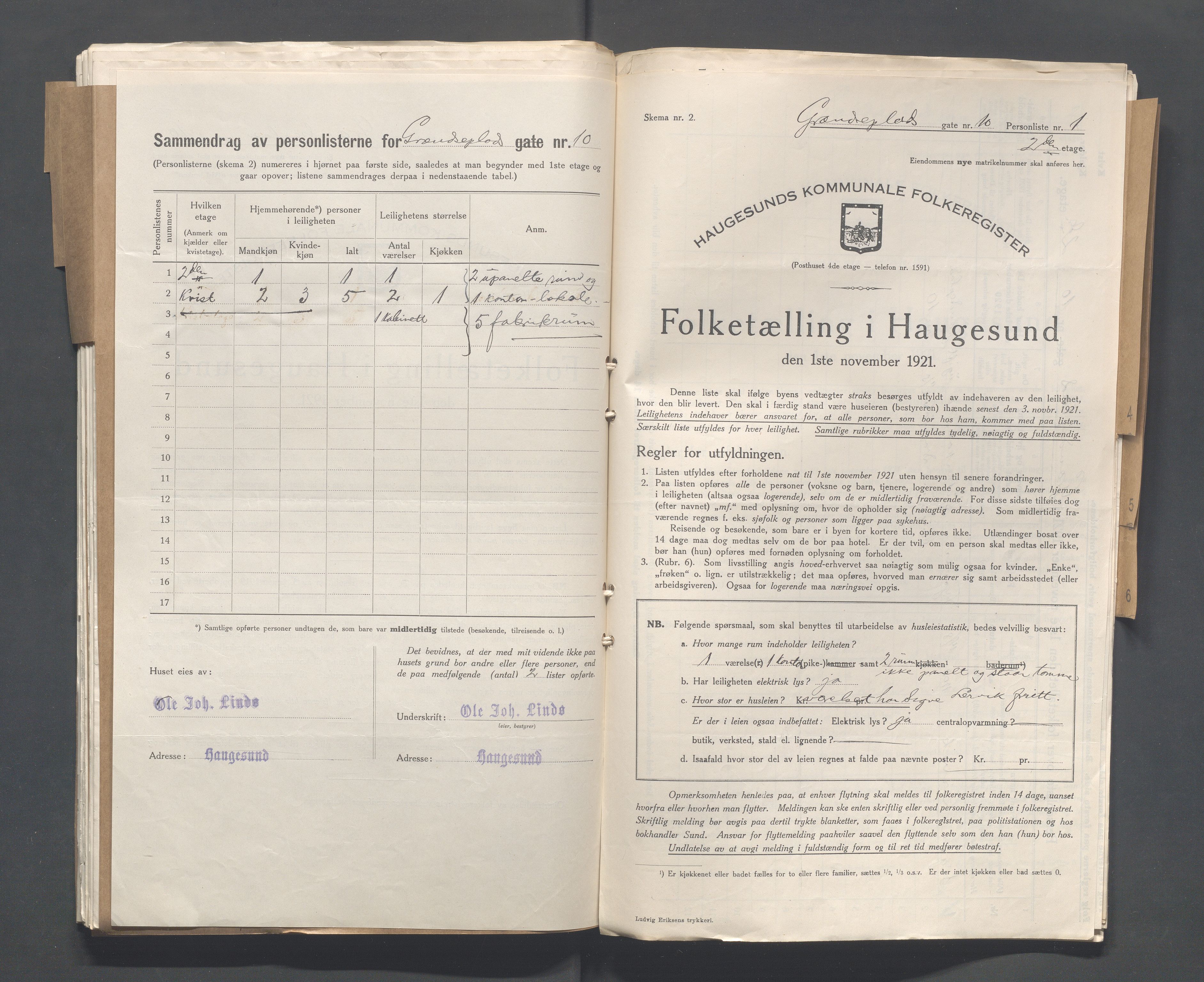 IKAR, Local census 1.11.1921 for Haugesund, 1921, p. 1198