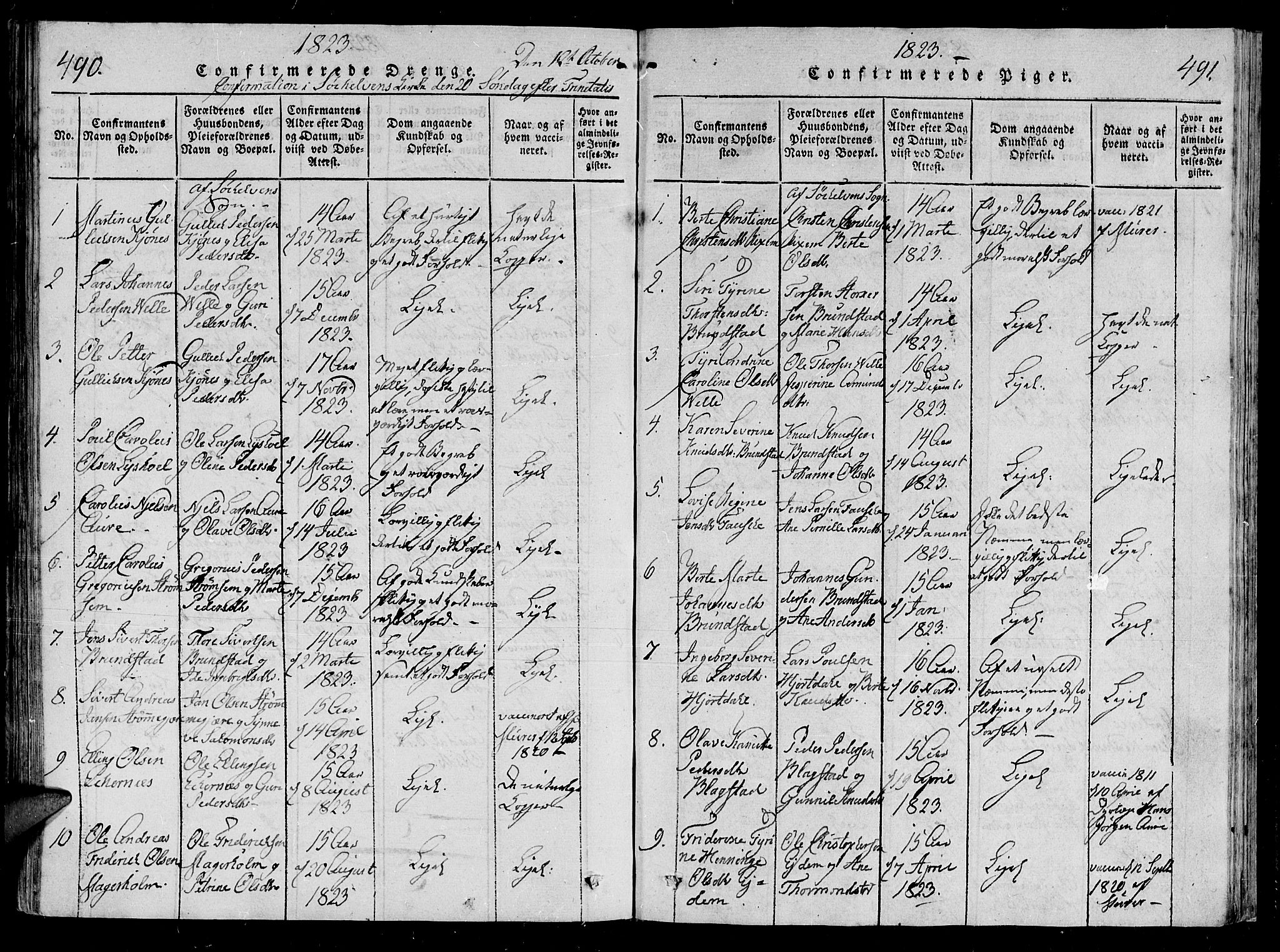 Ministerialprotokoller, klokkerbøker og fødselsregistre - Møre og Romsdal, SAT/A-1454/522/L0310: Parish register (official) no. 522A05, 1816-1832, p. 490-491