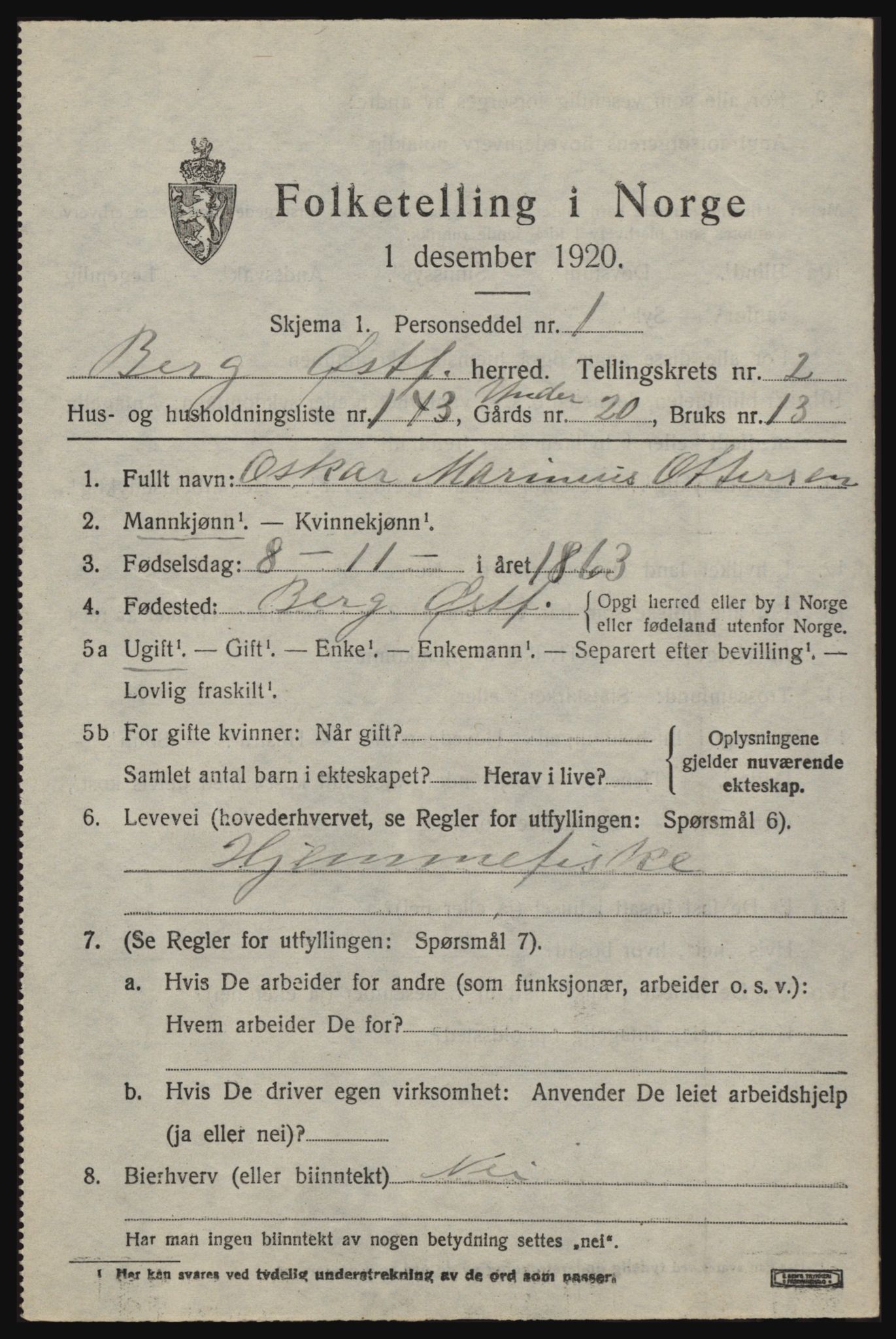 SAO, 1920 census for Berg, 1920, p. 4749