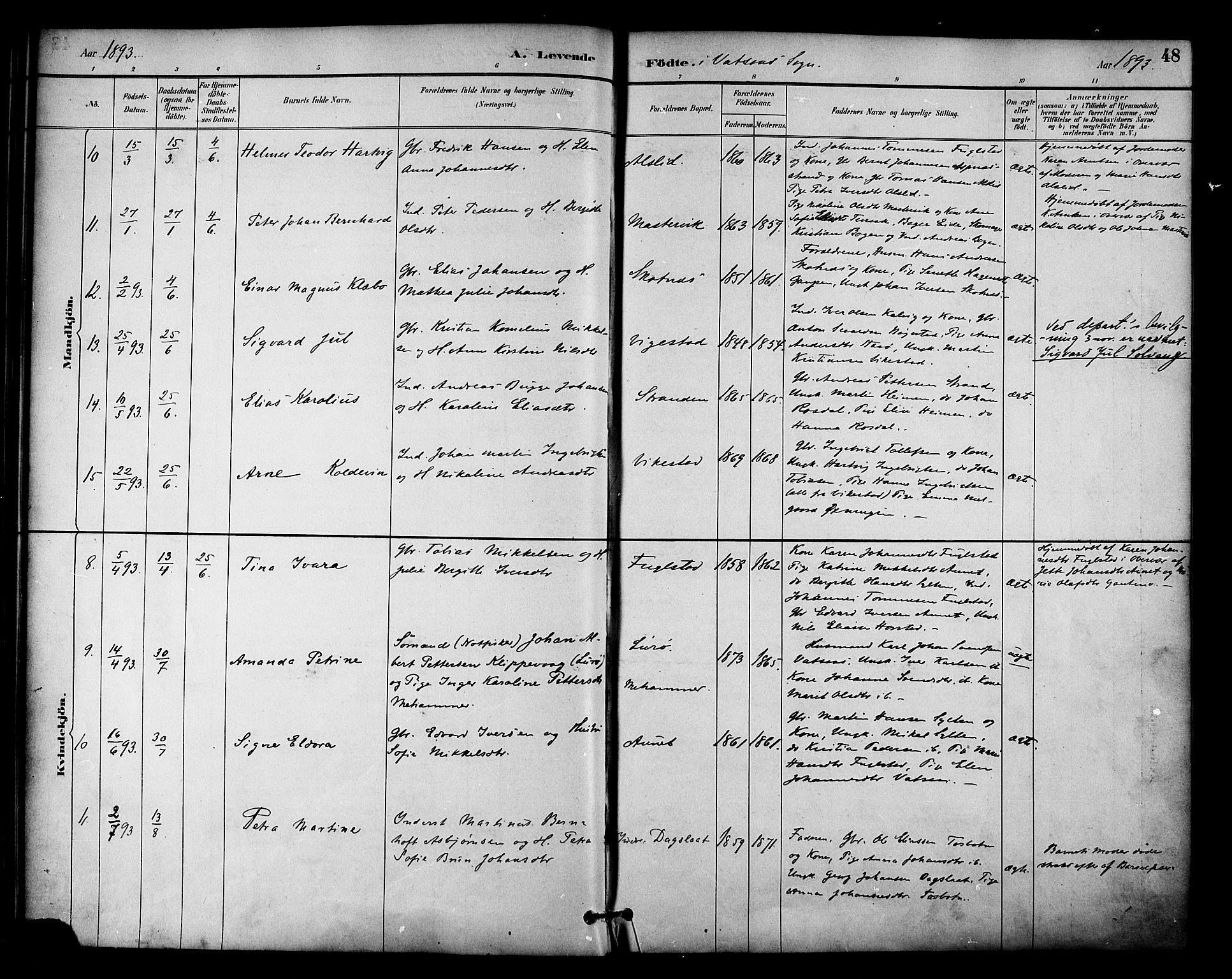 Ministerialprotokoller, klokkerbøker og fødselsregistre - Nordland, AV/SAT-A-1459/810/L0150: Parish register (official) no. 810A10 /1, 1884-1895, p. 48