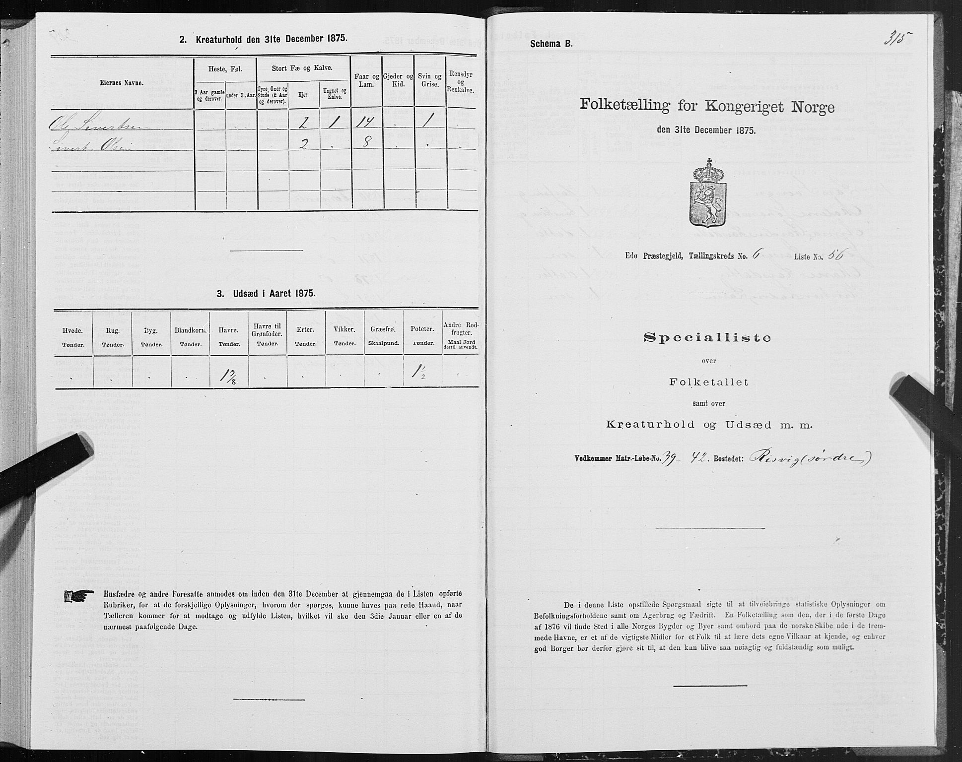 SAT, 1875 census for 1573P Edøy, 1875, p. 2315