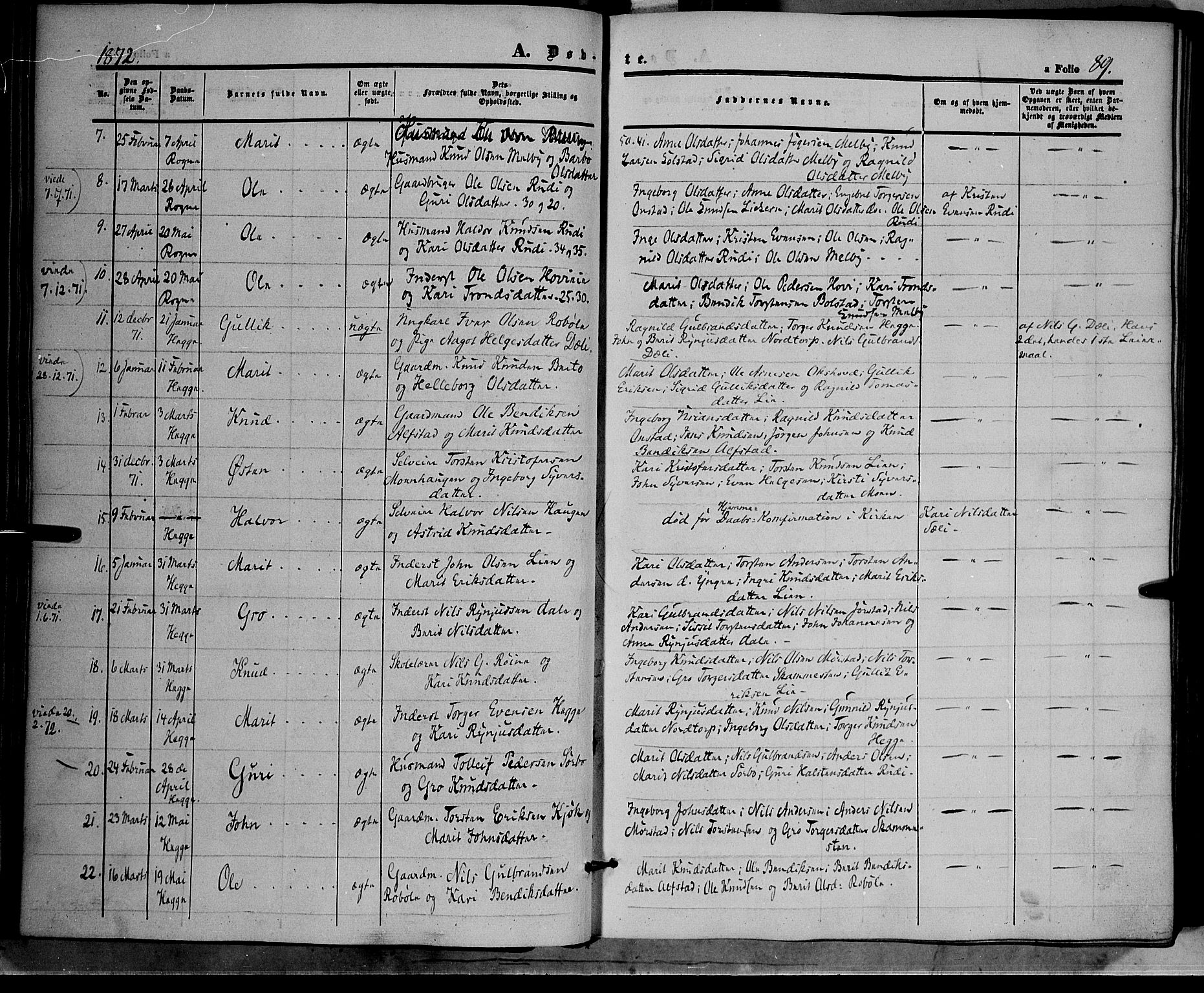 Øystre Slidre prestekontor, AV/SAH-PREST-138/H/Ha/Haa/L0001: Parish register (official) no. 1, 1849-1874, p. 89