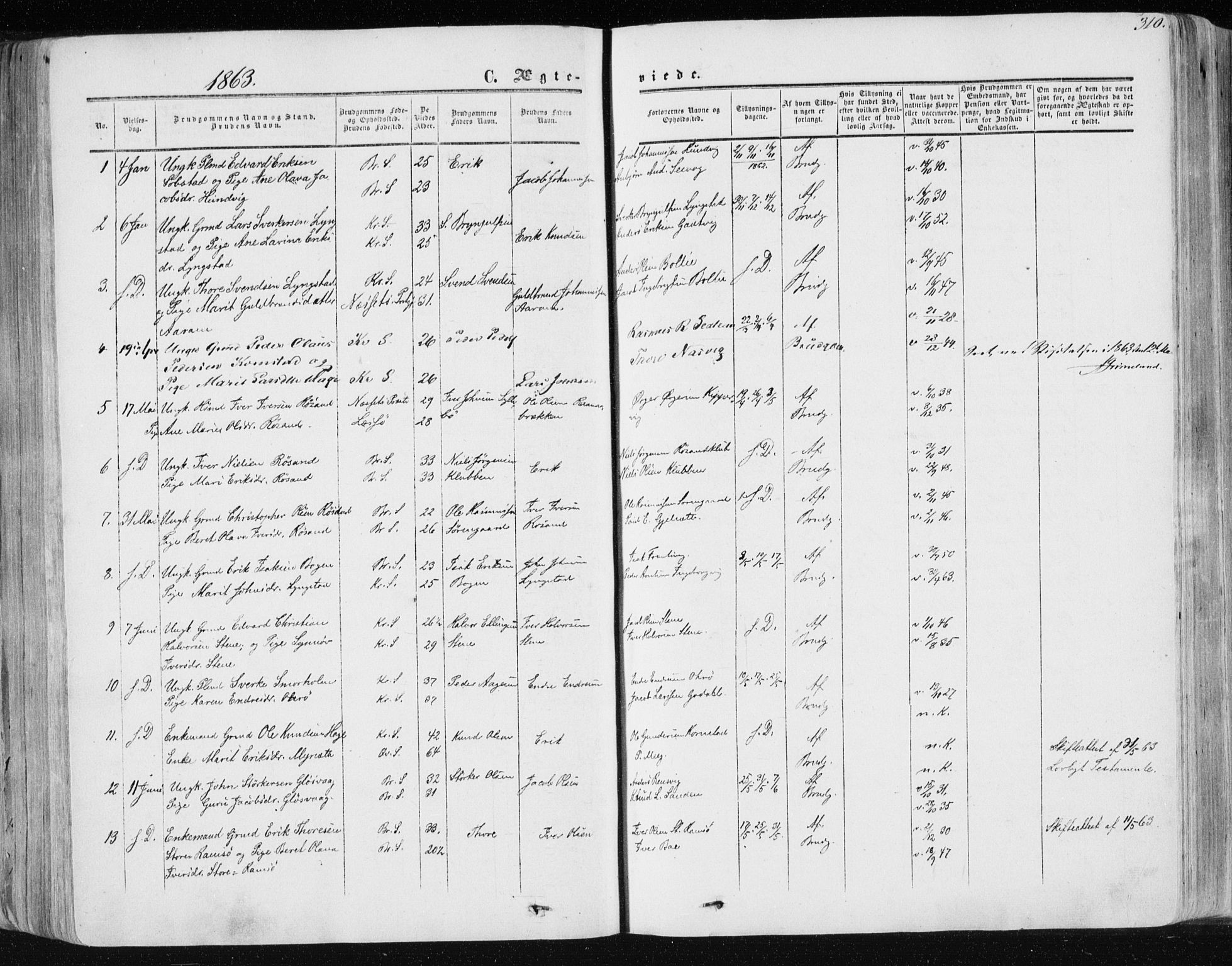 Ministerialprotokoller, klokkerbøker og fødselsregistre - Møre og Romsdal, SAT/A-1454/568/L0804: Parish register (official) no. 568A11, 1854-1868, p. 310