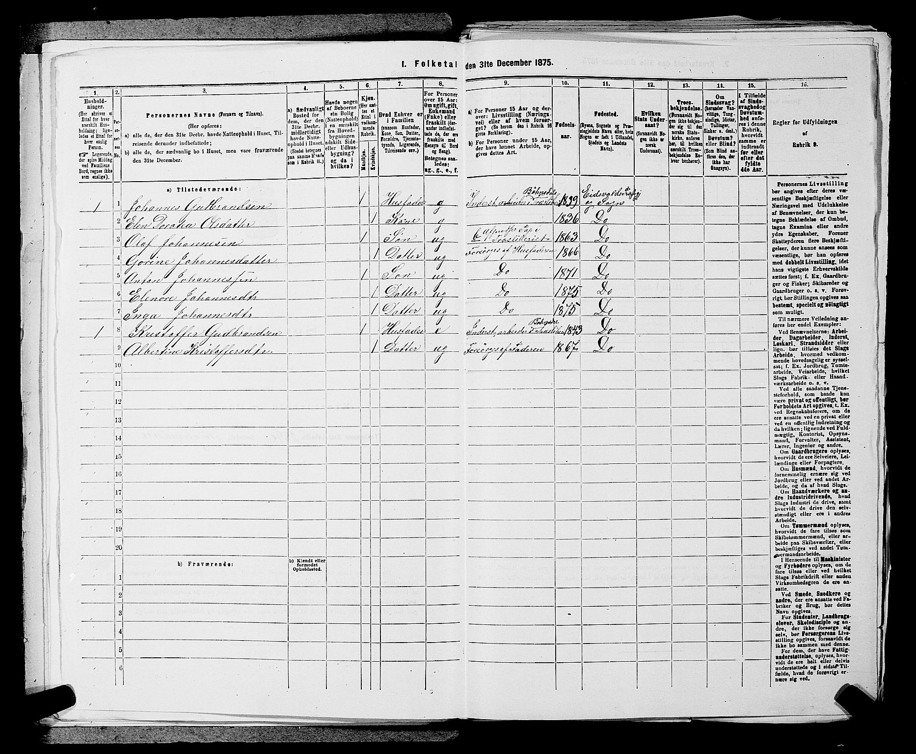 RA, 1875 census for 0237P Eidsvoll, 1875, p. 1864