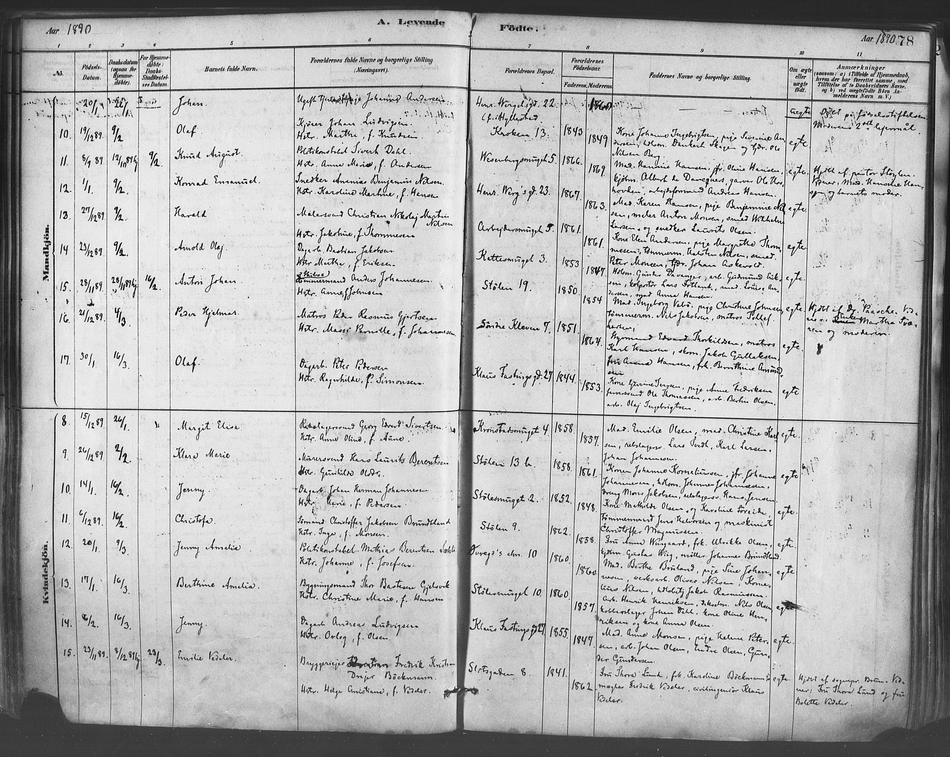 Mariakirken Sokneprestembete, SAB/A-76901/H/Haa/L0007: Parish register (official) no. A 7, 1878-1893, p. 78