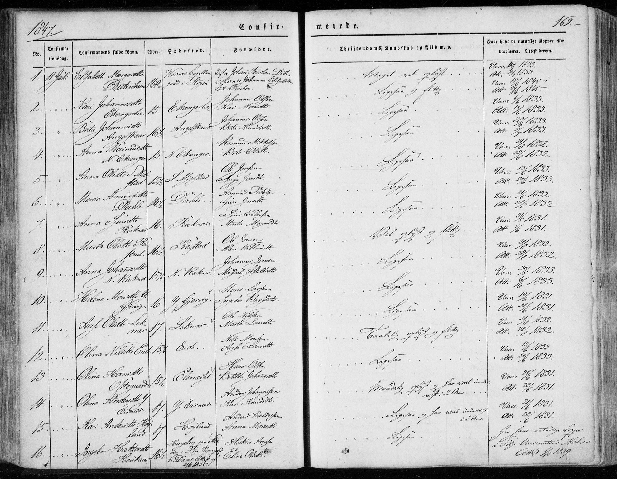 Hamre sokneprestembete, AV/SAB-A-75501/H/Ha/Haa/Haaa/L0013: Parish register (official) no. A 13, 1846-1857, p. 169