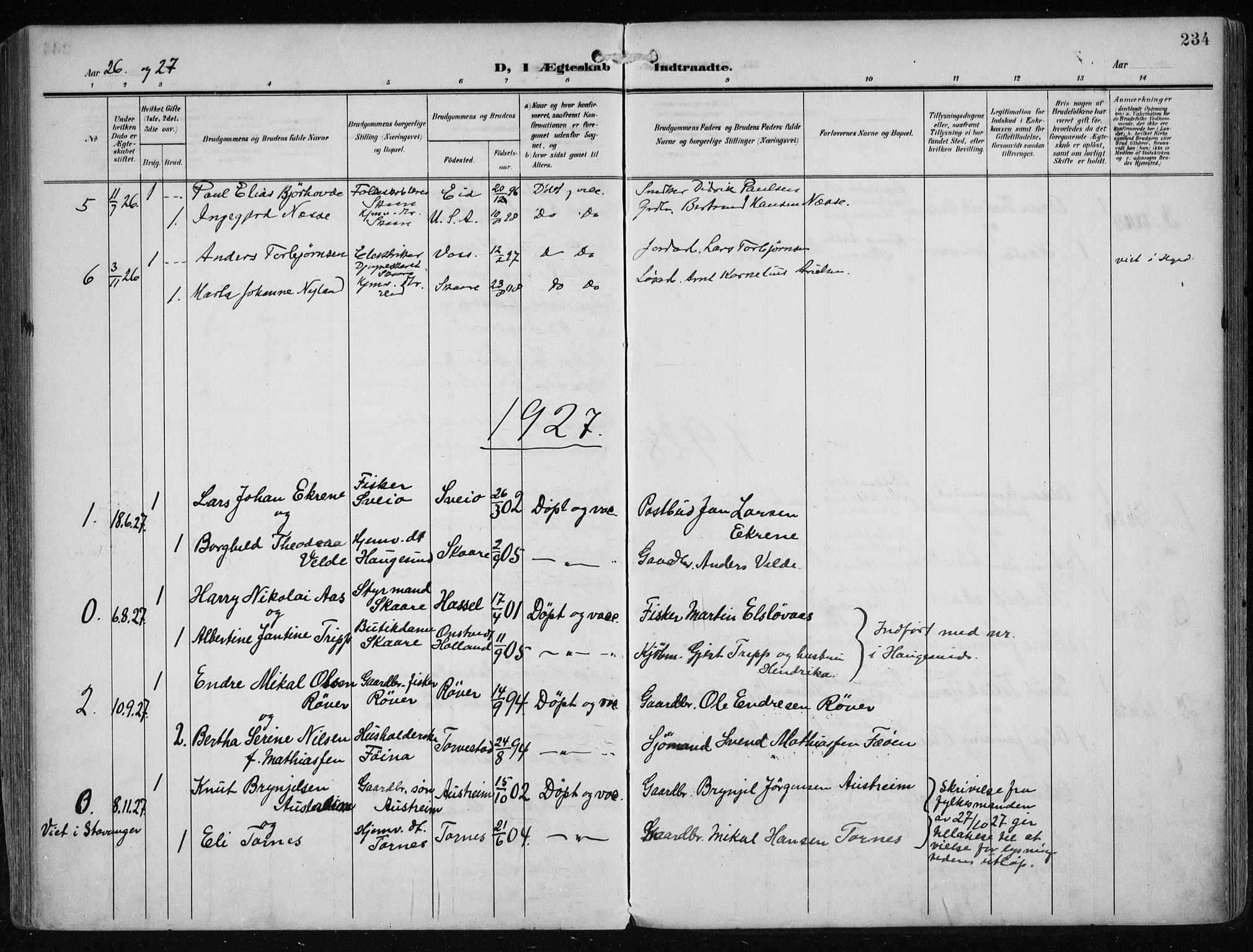 Haugesund sokneprestkontor, SAST/A -101863/H/Ha/Haa/L0010: Parish register (official) no. A 10, 1909-1935, p. 234