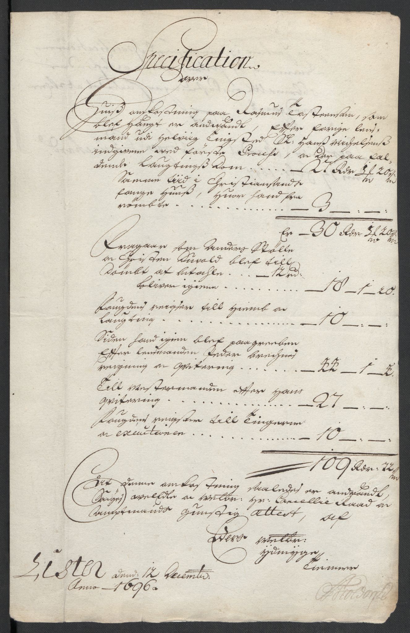 Rentekammeret inntil 1814, Reviderte regnskaper, Fogderegnskap, RA/EA-4092/R43/L2546: Fogderegnskap Lista og Mandal, 1696-1697, p. 141