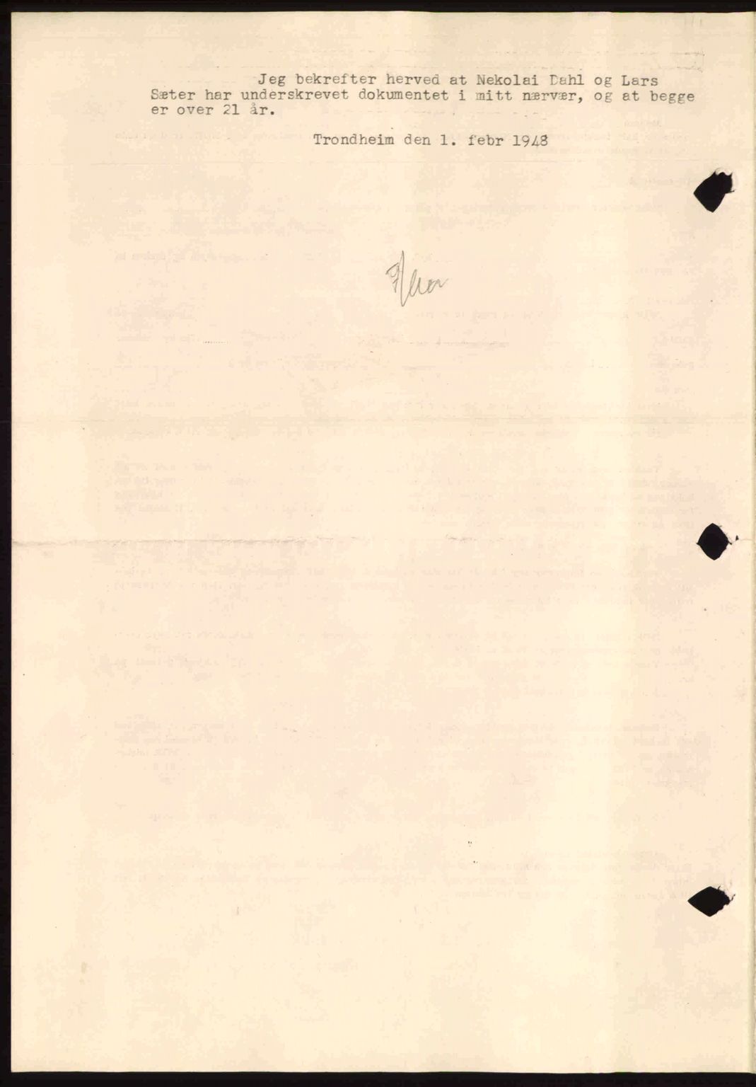 Hitra sorenskriveri, AV/SAT-A-0018/2/2C/2Ca: Mortgage book no. B1, 1939-1949, Diary no: : 822/1948