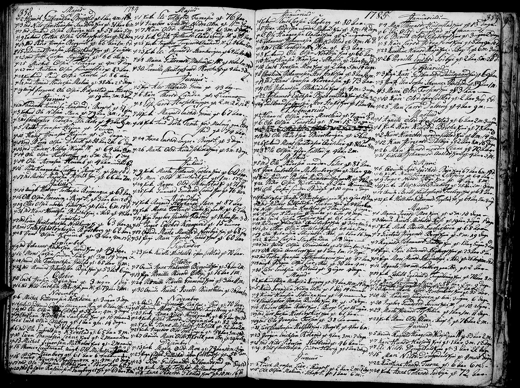 Ringsaker prestekontor, AV/SAH-PREST-014/K/Ka/L0003: Parish register (official) no. 3, 1775-1798, p. 358-359