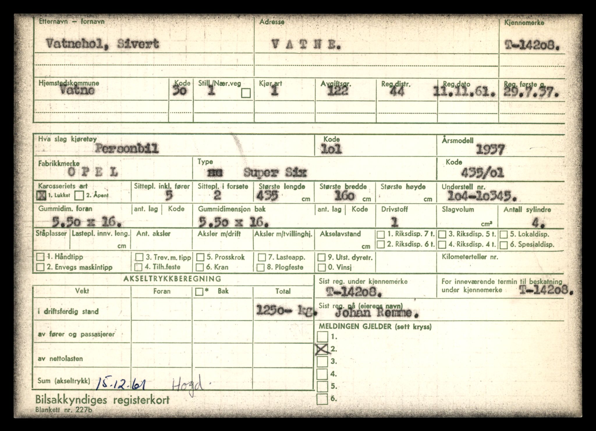 Møre og Romsdal vegkontor - Ålesund trafikkstasjon, AV/SAT-A-4099/F/Fe/L0044: Registreringskort for kjøretøy T 14205 - T 14319, 1927-1998, p. 105