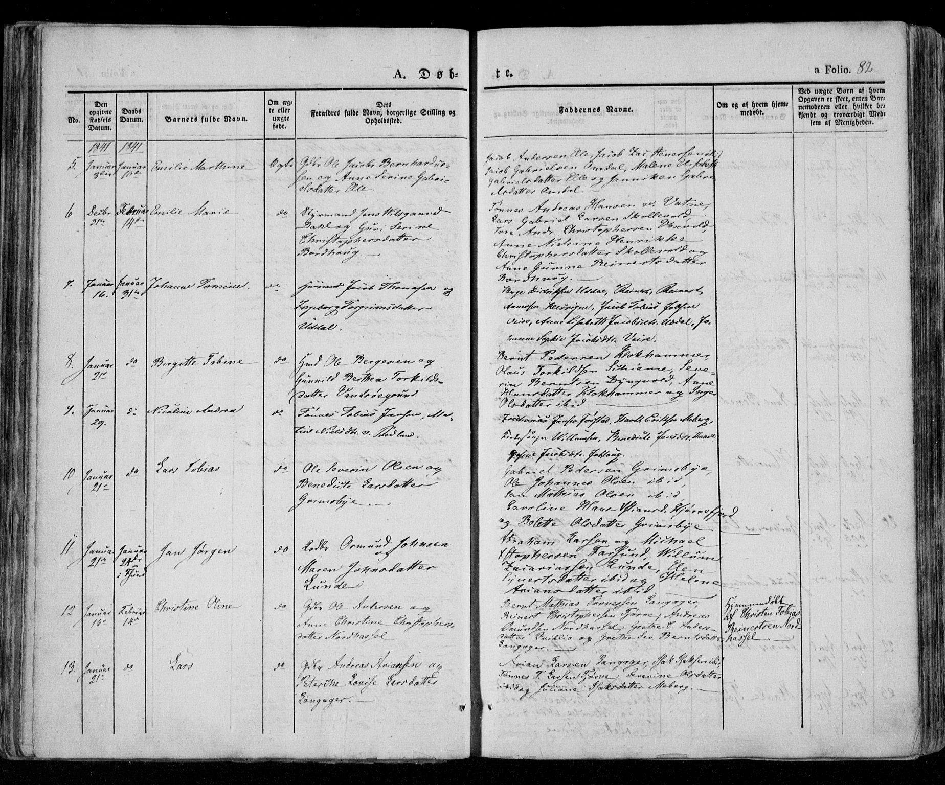 Lista sokneprestkontor, AV/SAK-1111-0027/F/Fa/L0009: Parish register (official) no. A 9, 1835-1846, p. 82