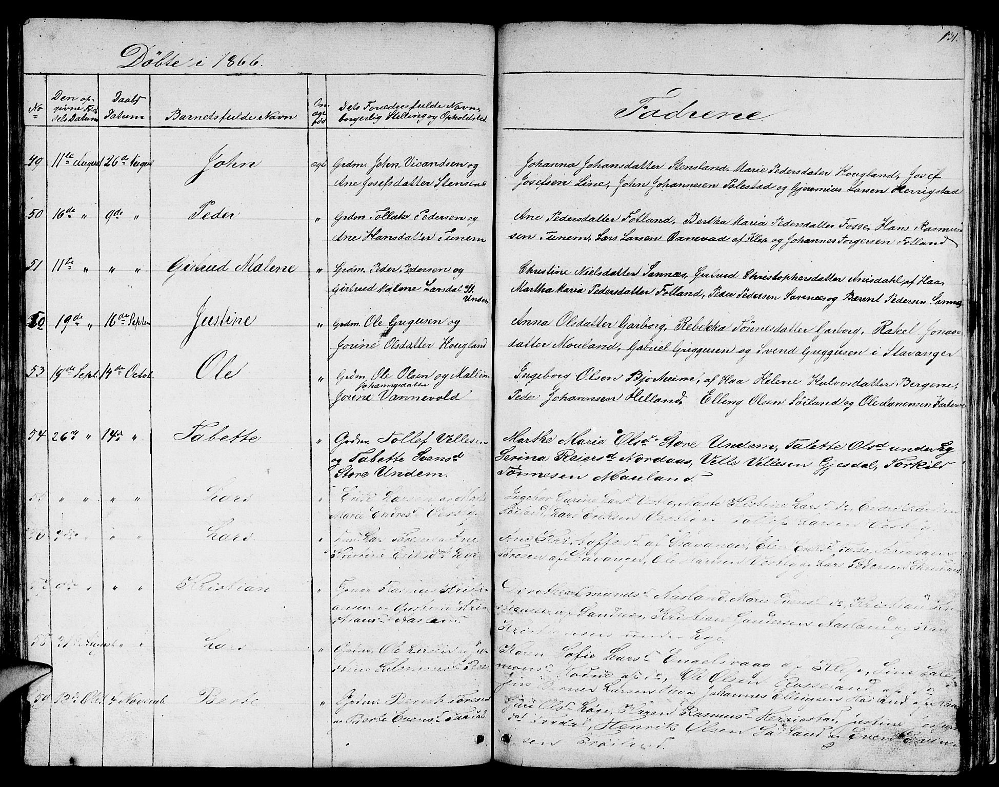 Lye sokneprestkontor, AV/SAST-A-101794/001/30BB/L0002: Parish register (copy) no. B 2, 1852-1867, p. 131