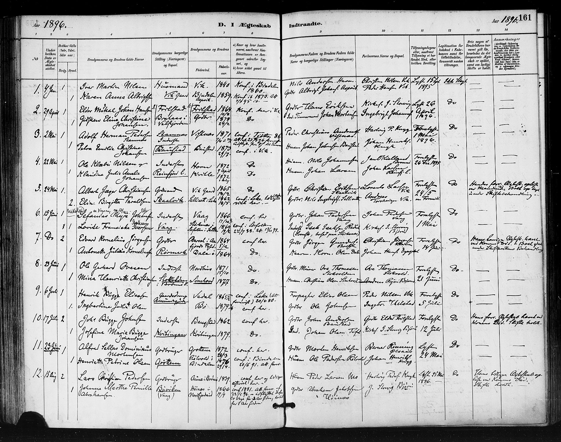 Ministerialprotokoller, klokkerbøker og fødselsregistre - Nordland, SAT/A-1459/812/L0178: Parish register (official) no. 812A07, 1886-1900, p. 161