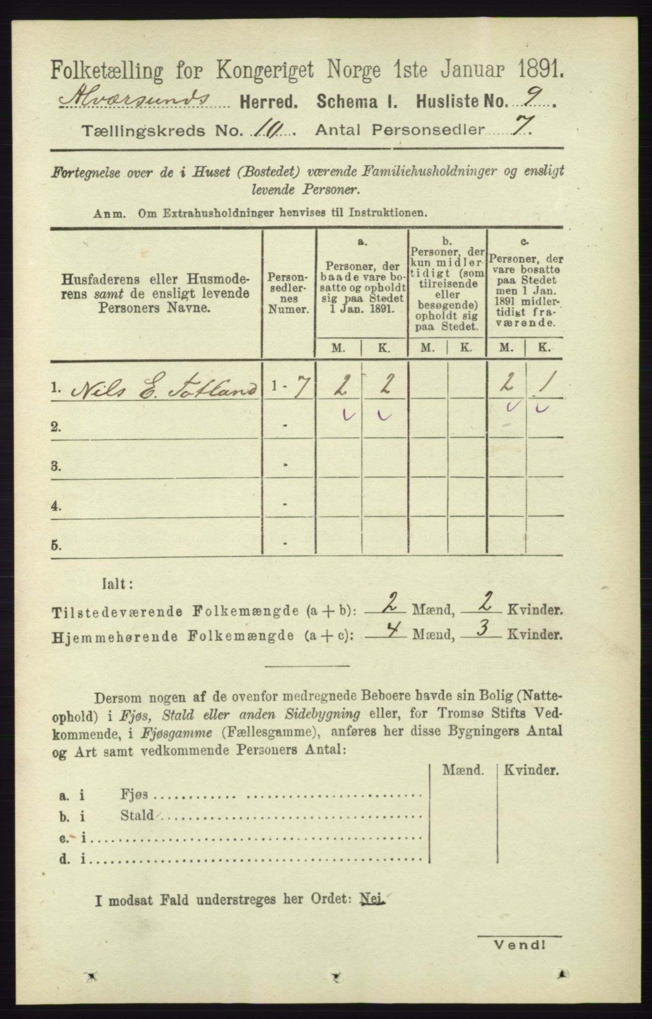 RA, 1891 census for 1257 Alversund, 1891, p. 3437