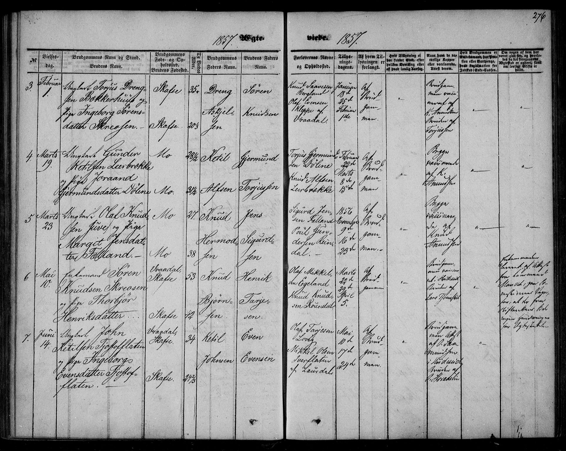 Mo kirkebøker, SAKO/A-286/F/Fa/L0005: Parish register (official) no. I 5, 1844-1864, p. 276