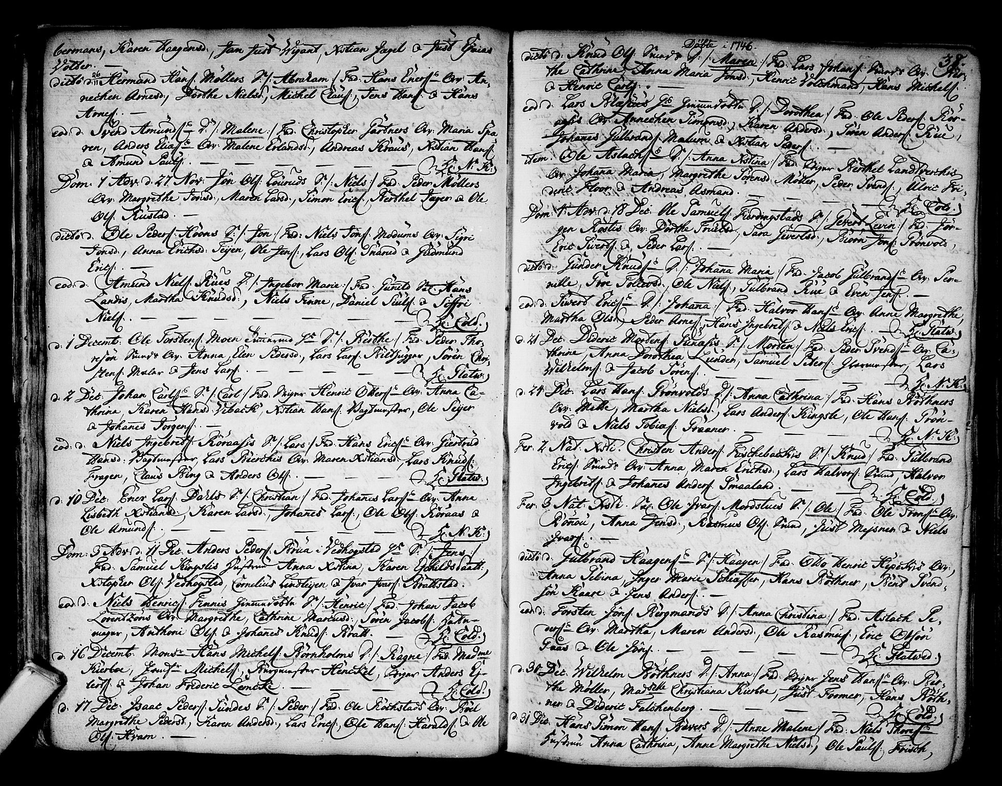 Kongsberg kirkebøker, SAKO/A-22/F/Fa/L0003: Parish register (official) no. I 3, 1744-1755, p. 38
