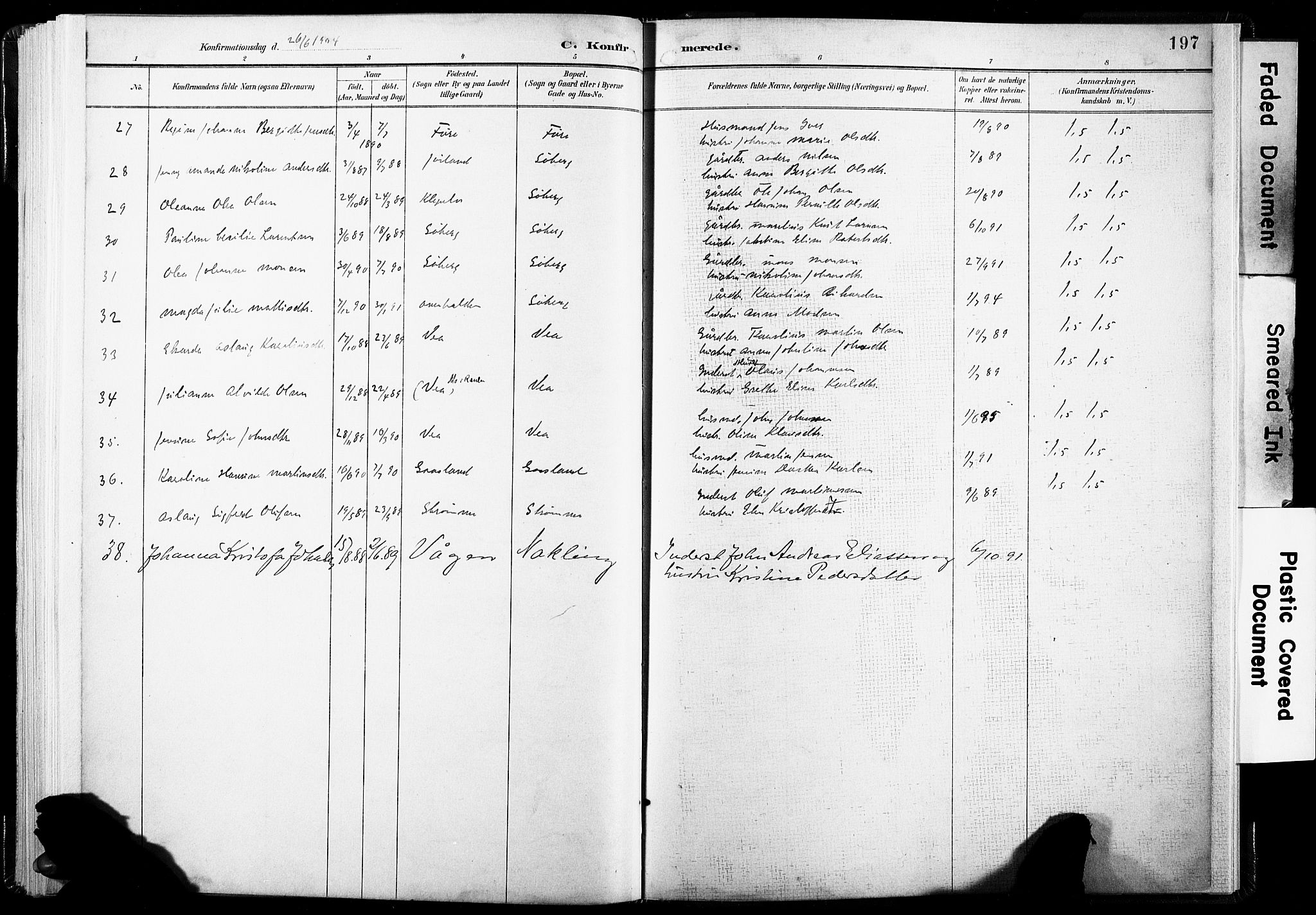 Ministerialprotokoller, klokkerbøker og fødselsregistre - Nordland, AV/SAT-A-1459/891/L1304: Parish register (official) no. 891A09, 1895-1921, p. 197