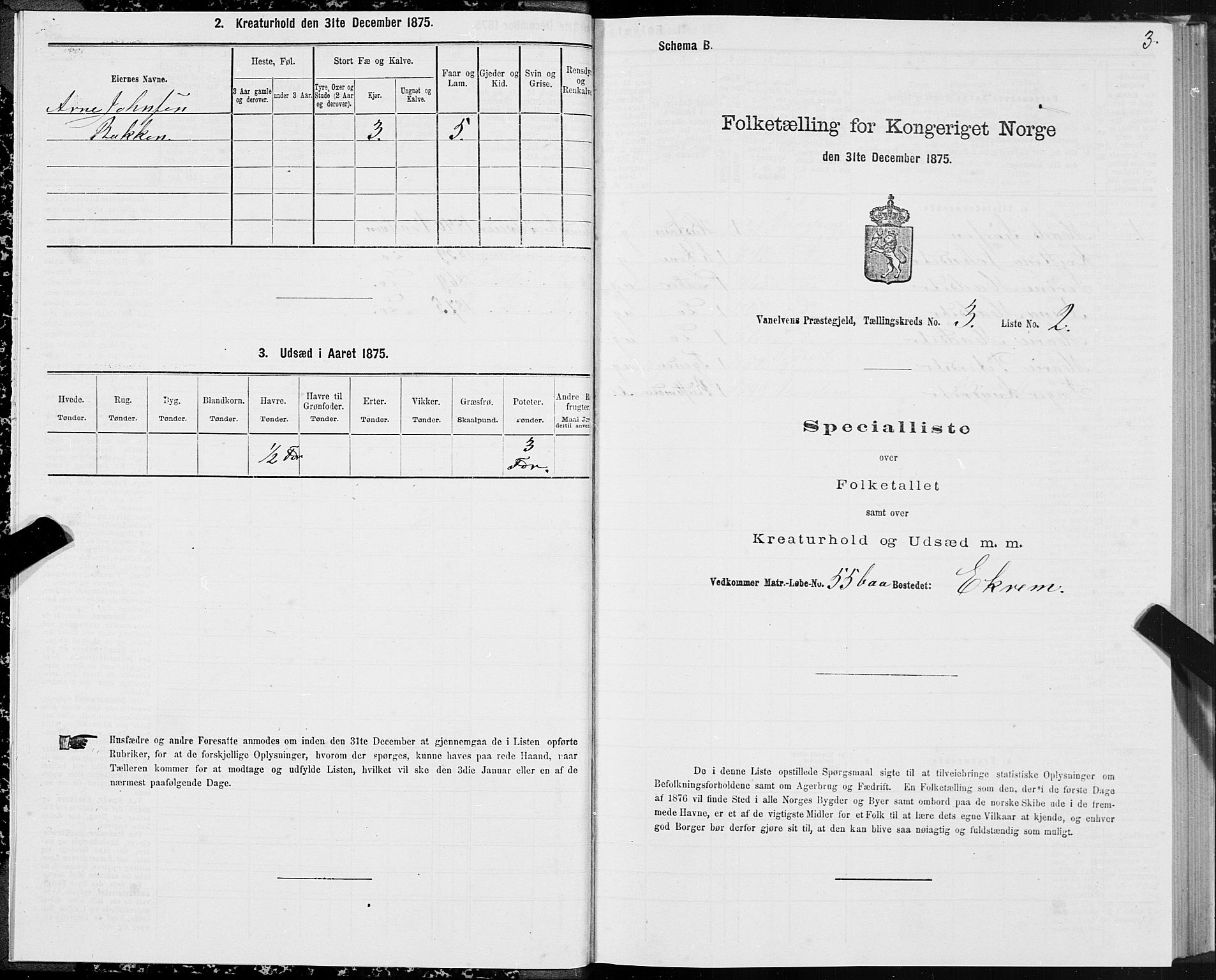 SAT, 1875 census for 1511P Vanylven, 1875, p. 2003