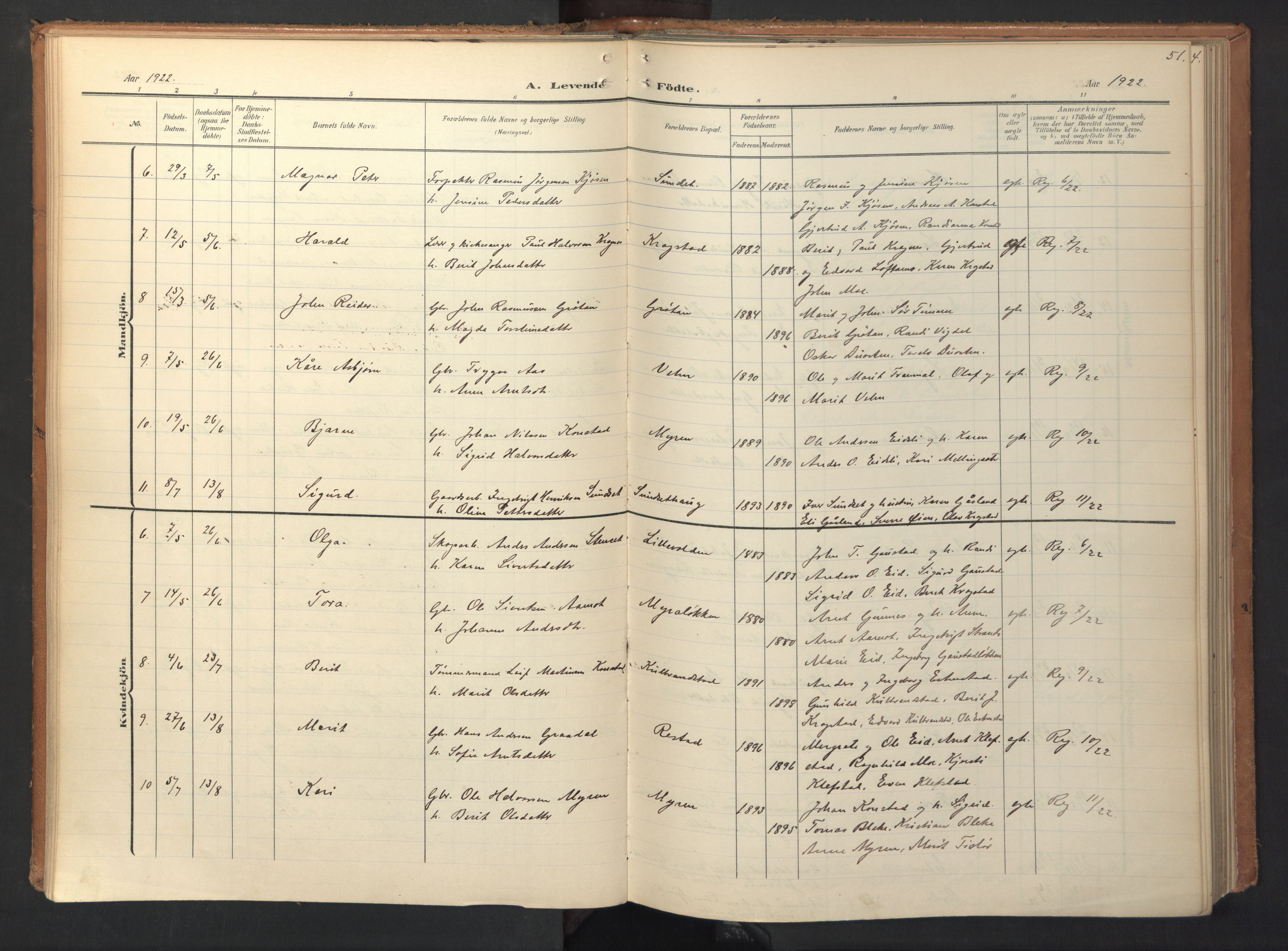 Ministerialprotokoller, klokkerbøker og fødselsregistre - Sør-Trøndelag, SAT/A-1456/694/L1128: Parish register (official) no. 694A02, 1906-1931, p. 51
