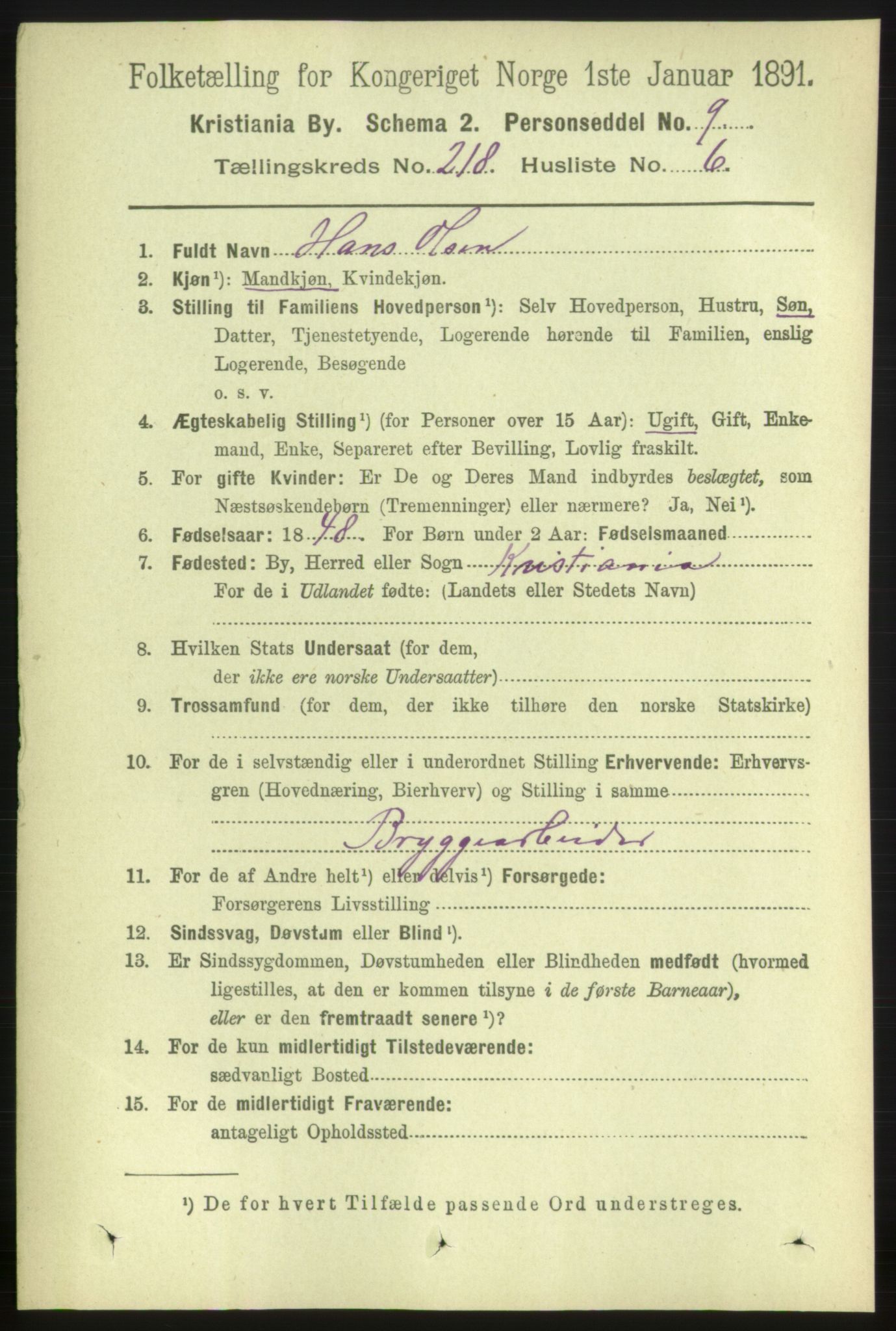 RA, 1891 census for 0301 Kristiania, 1891, p. 129224