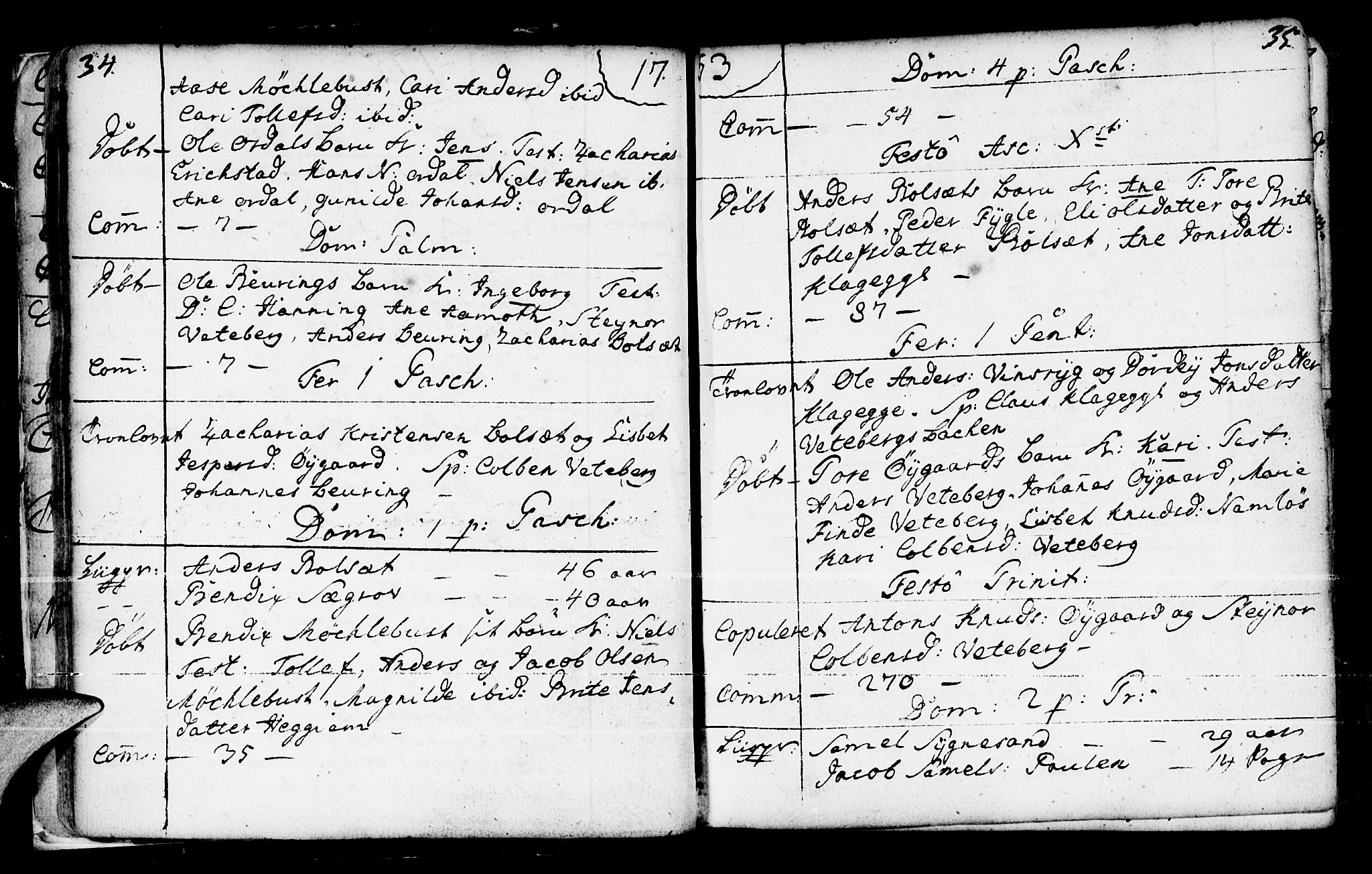 Jølster sokneprestembete, AV/SAB-A-80701/H/Haa/Haaa/L0004: Parish register (official) no. A 4, 1749-1789, p. 34-35