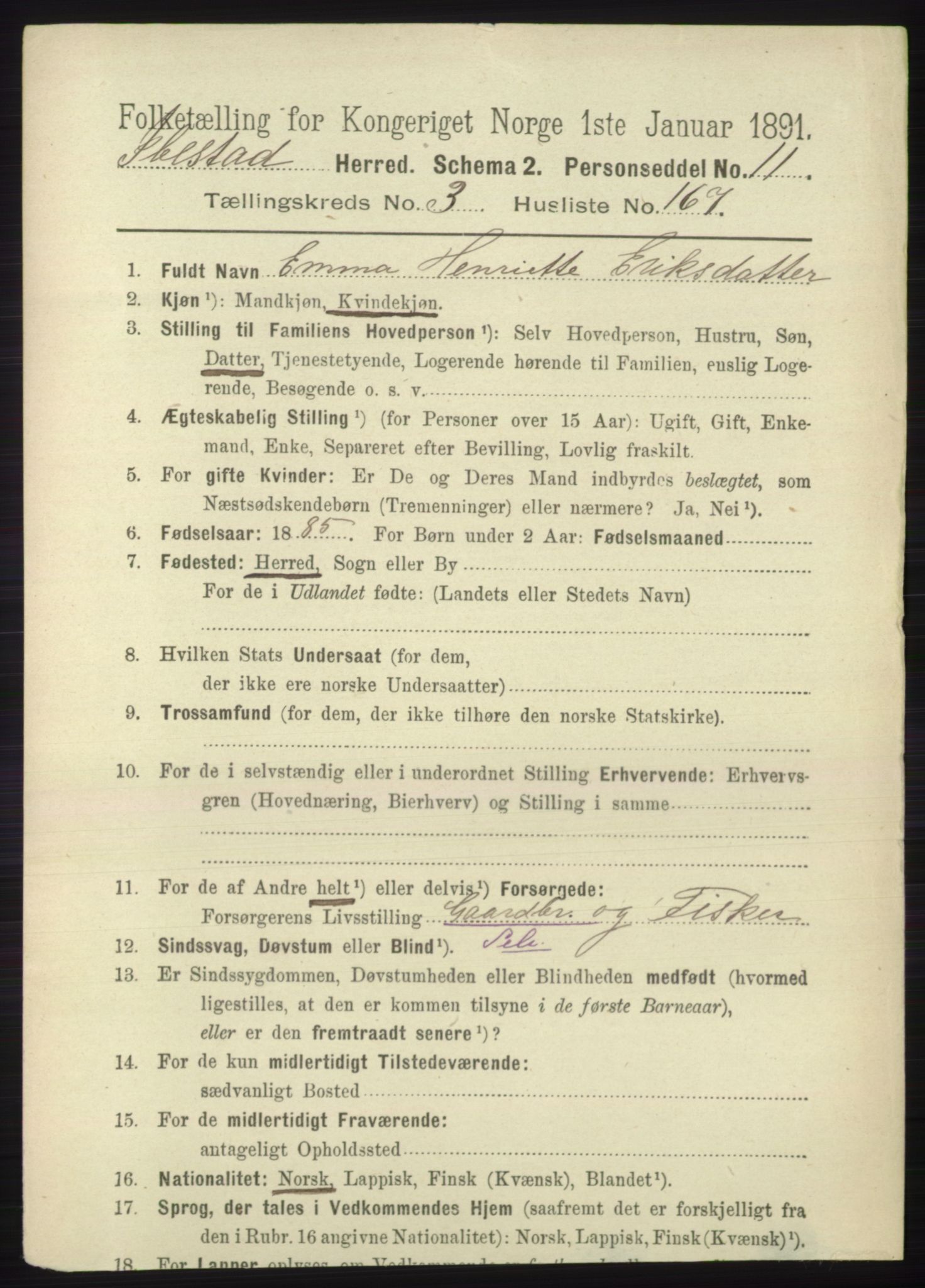 RA, 1891 census for 1917 Ibestad, 1891, p. 2841