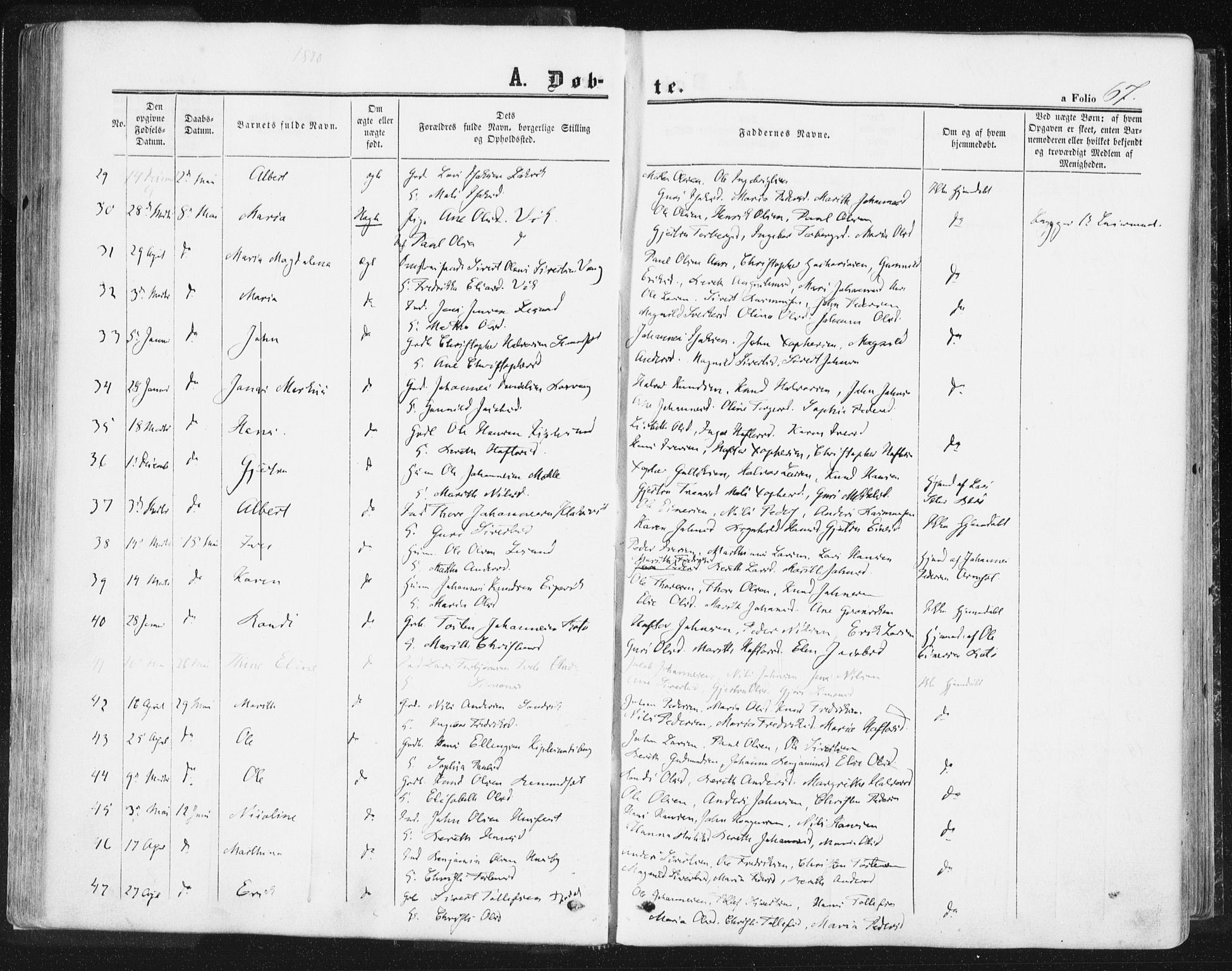 Ministerialprotokoller, klokkerbøker og fødselsregistre - Møre og Romsdal, AV/SAT-A-1454/578/L0905: Parish register (official) no. 578A04, 1859-1877, p. 67