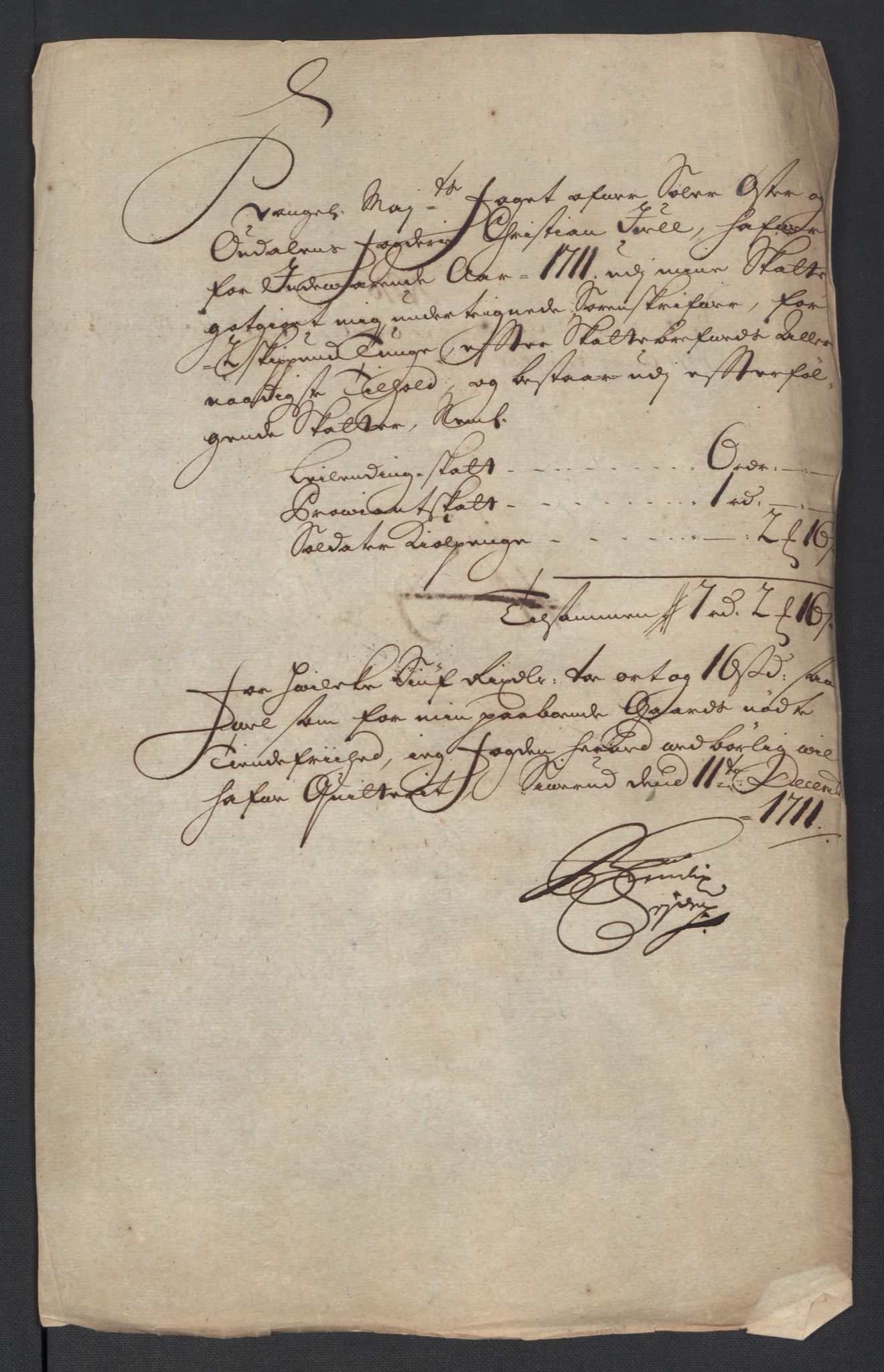 Rentekammeret inntil 1814, Reviderte regnskaper, Fogderegnskap, RA/EA-4092/R13/L0848: Fogderegnskap Solør, Odal og Østerdal, 1711, p. 290