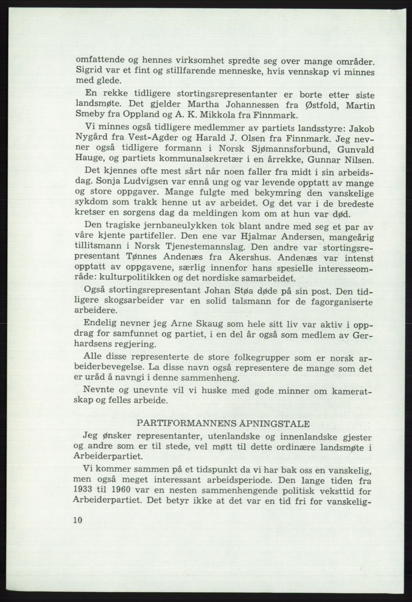 Det norske Arbeiderparti - publikasjoner, AAB/-/-/-: Protokoll over forhandlingene på det 46. ordinære landsmøte 20.-23. april 1975, 1975, p. 10