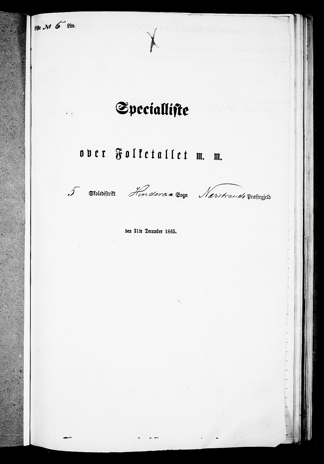 RA, 1865 census for Nedstrand, 1865, p. 65