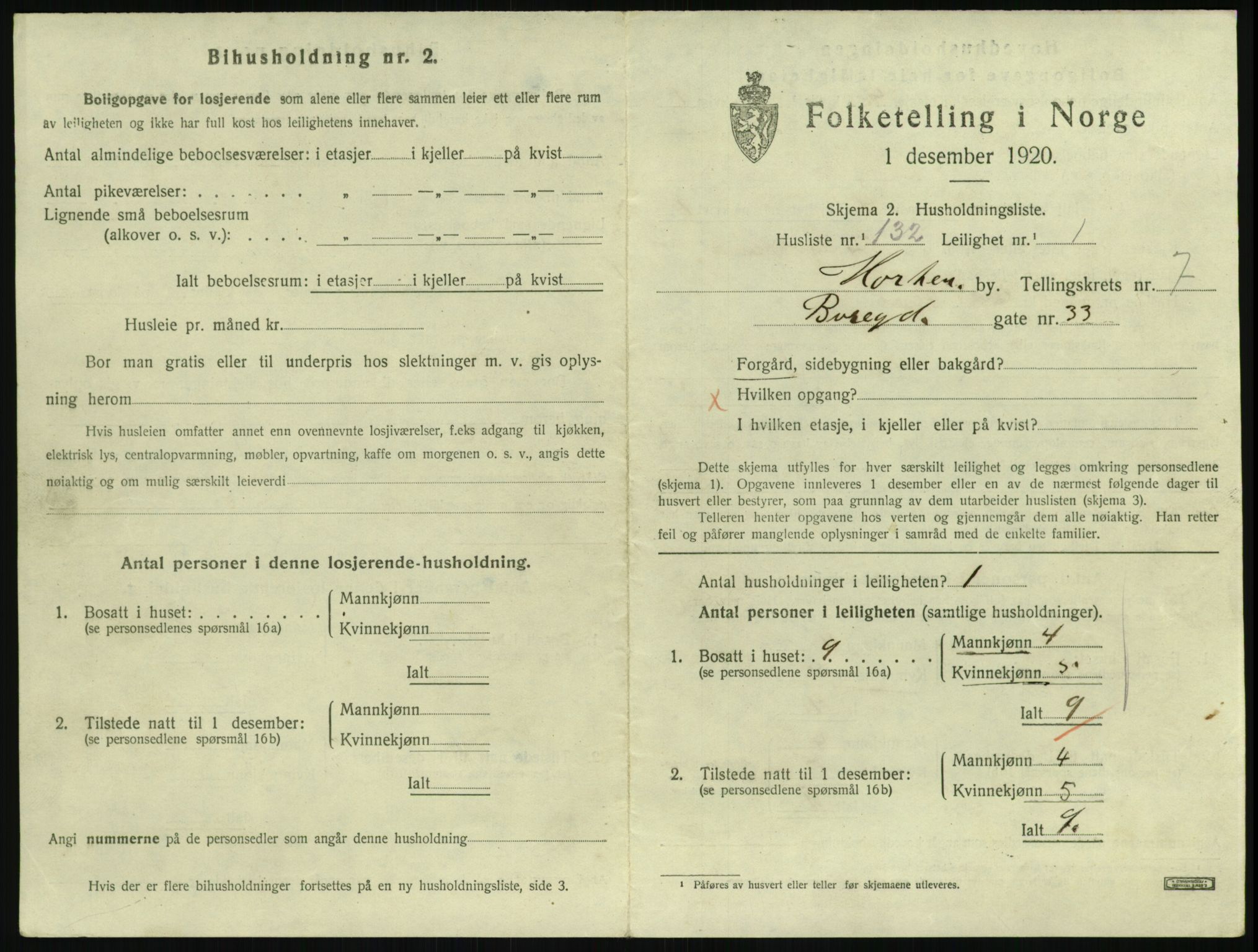 SAKO, 1920 census for Horten, 1920, p. 7667