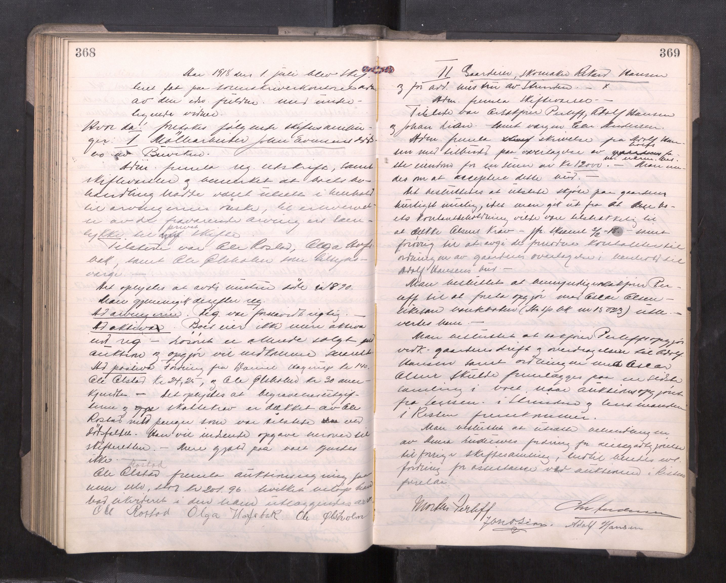 Strinda og Selbu sorenskriveri, AV/SAT-A-0015/3/3B/L0012: Skifteforhandlingsprot. 12, 1915-1919, p. 368-369