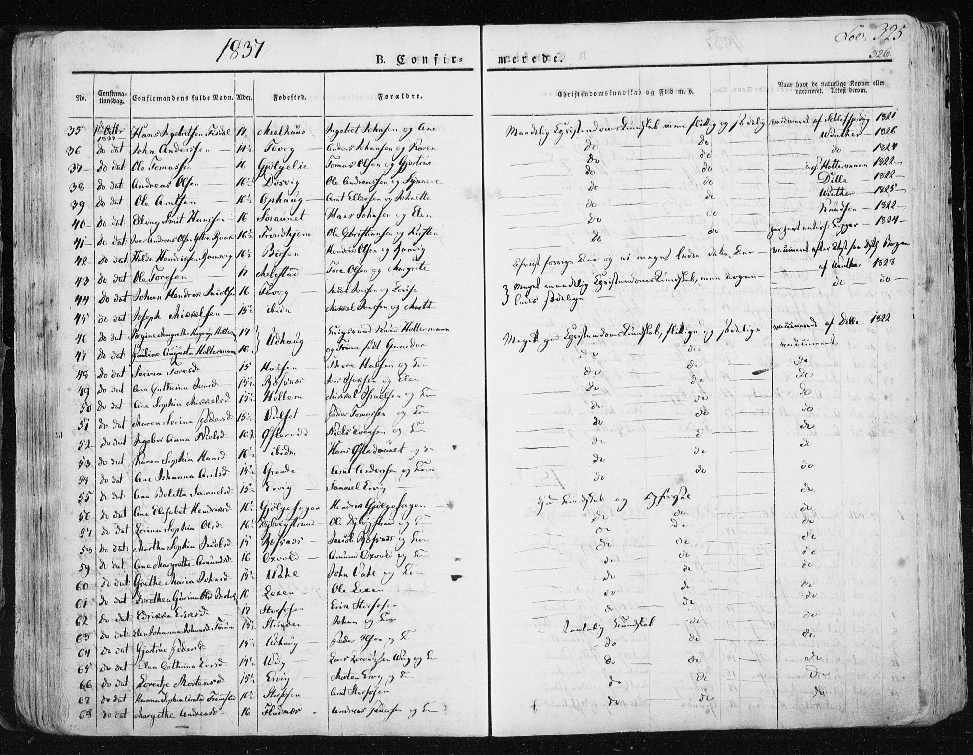 Ministerialprotokoller, klokkerbøker og fødselsregistre - Sør-Trøndelag, SAT/A-1456/659/L0735: Parish register (official) no. 659A05, 1826-1841, p. 325