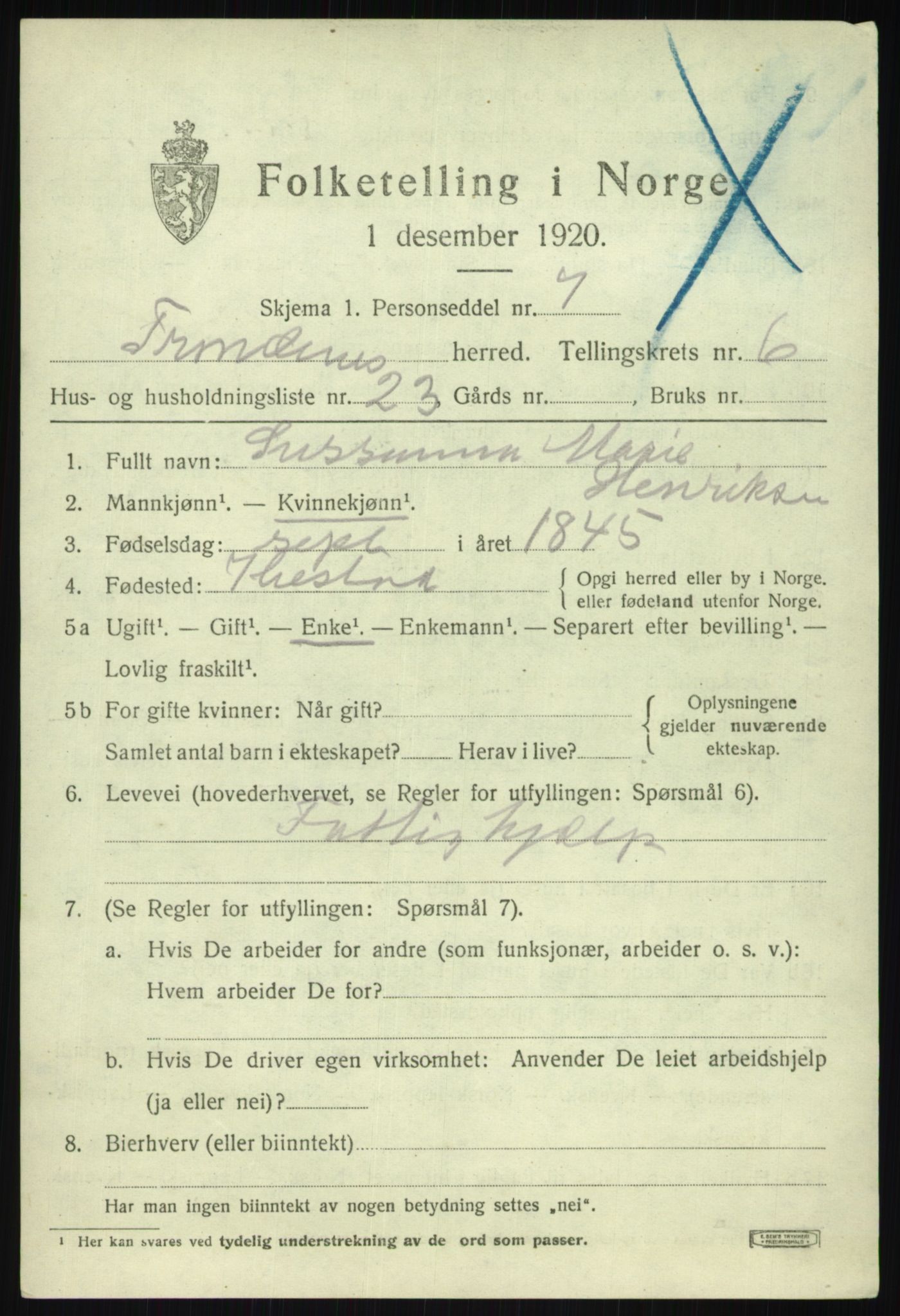 SATØ, 1920 census for Trondenes, 1920, p. 6487