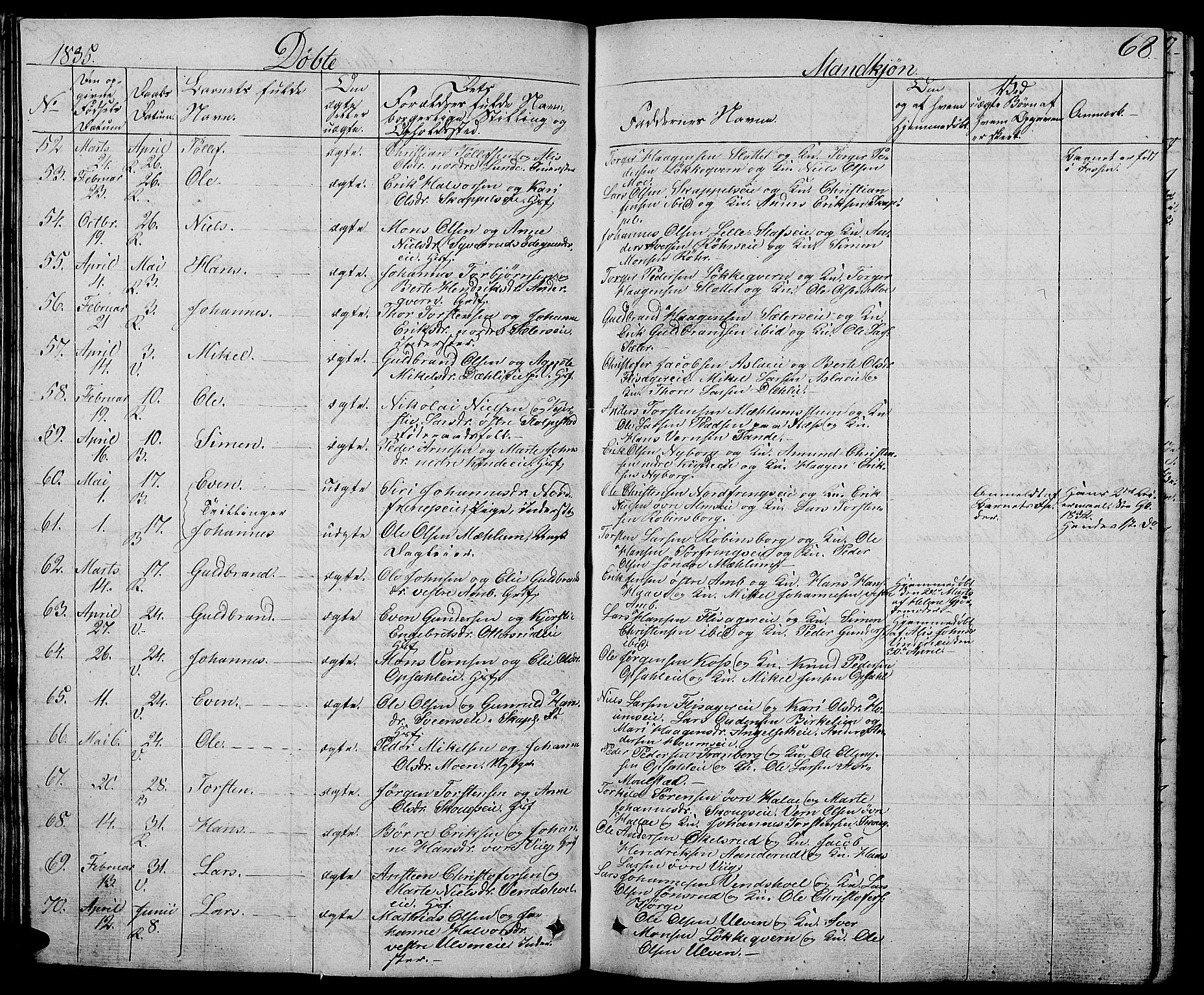 Ringsaker prestekontor, SAH/PREST-014/L/La/L0004: Parish register (copy) no. 4, 1827-1838, p. 68