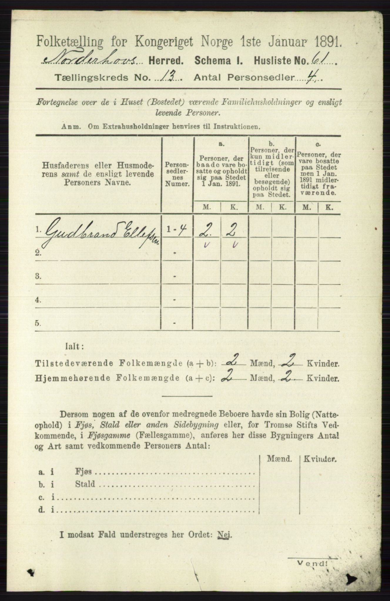 RA, 1891 census for 0613 Norderhov, 1891, p. 8873