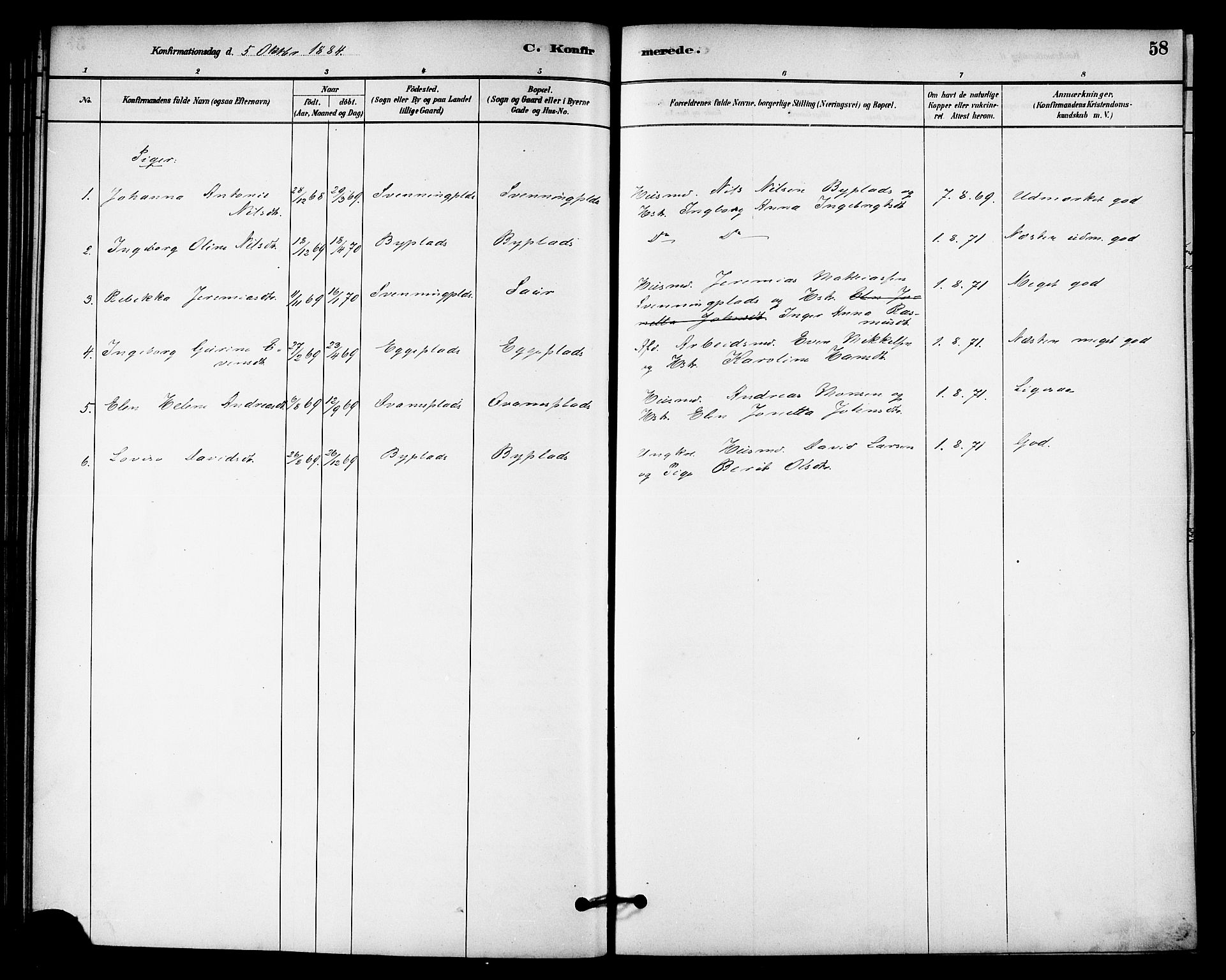 Ministerialprotokoller, klokkerbøker og fødselsregistre - Nord-Trøndelag, SAT/A-1458/740/L0378: Parish register (official) no. 740A01, 1881-1895, p. 58