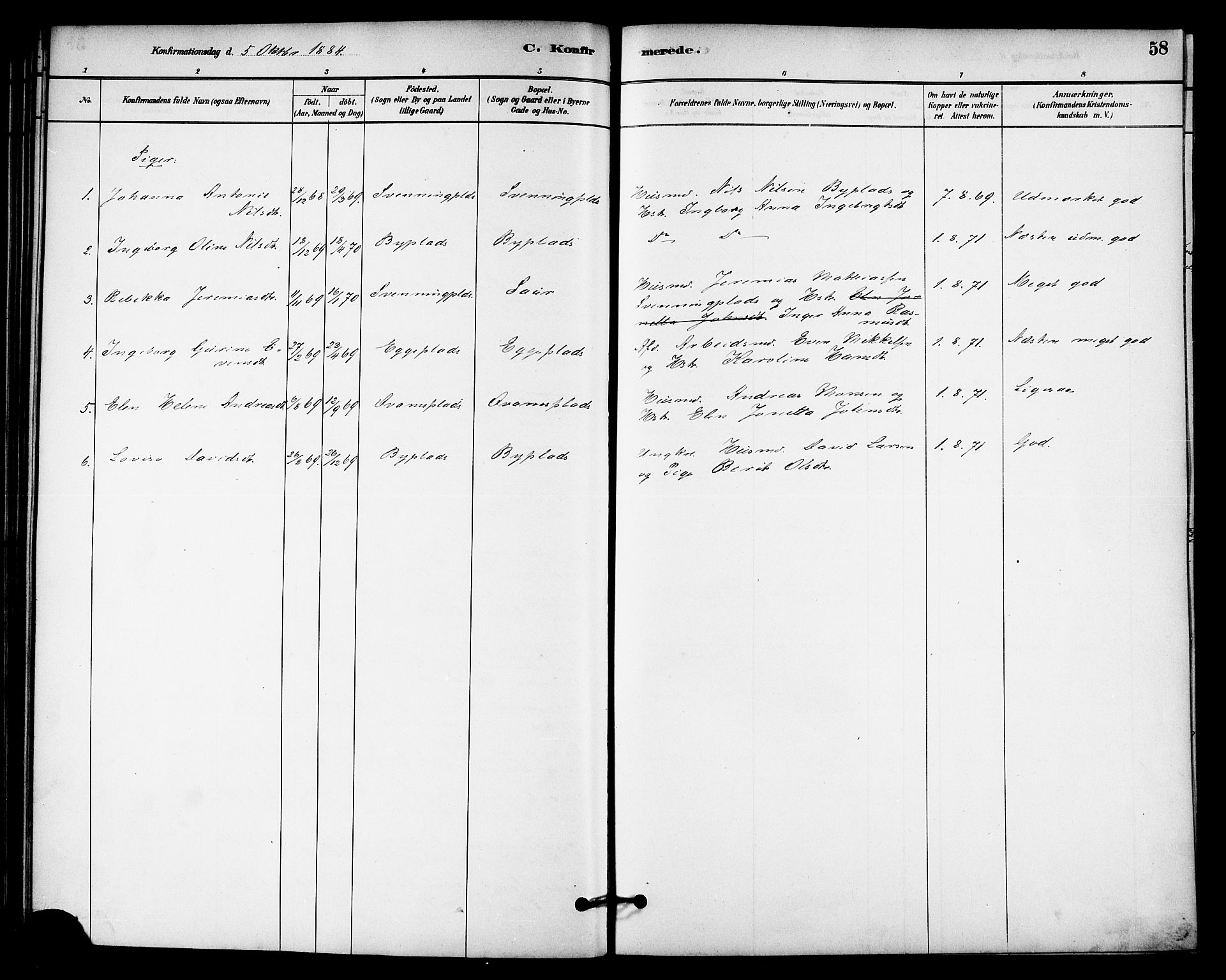 Ministerialprotokoller, klokkerbøker og fødselsregistre - Nord-Trøndelag, AV/SAT-A-1458/740/L0378: Parish register (official) no. 740A01, 1881-1895, p. 58