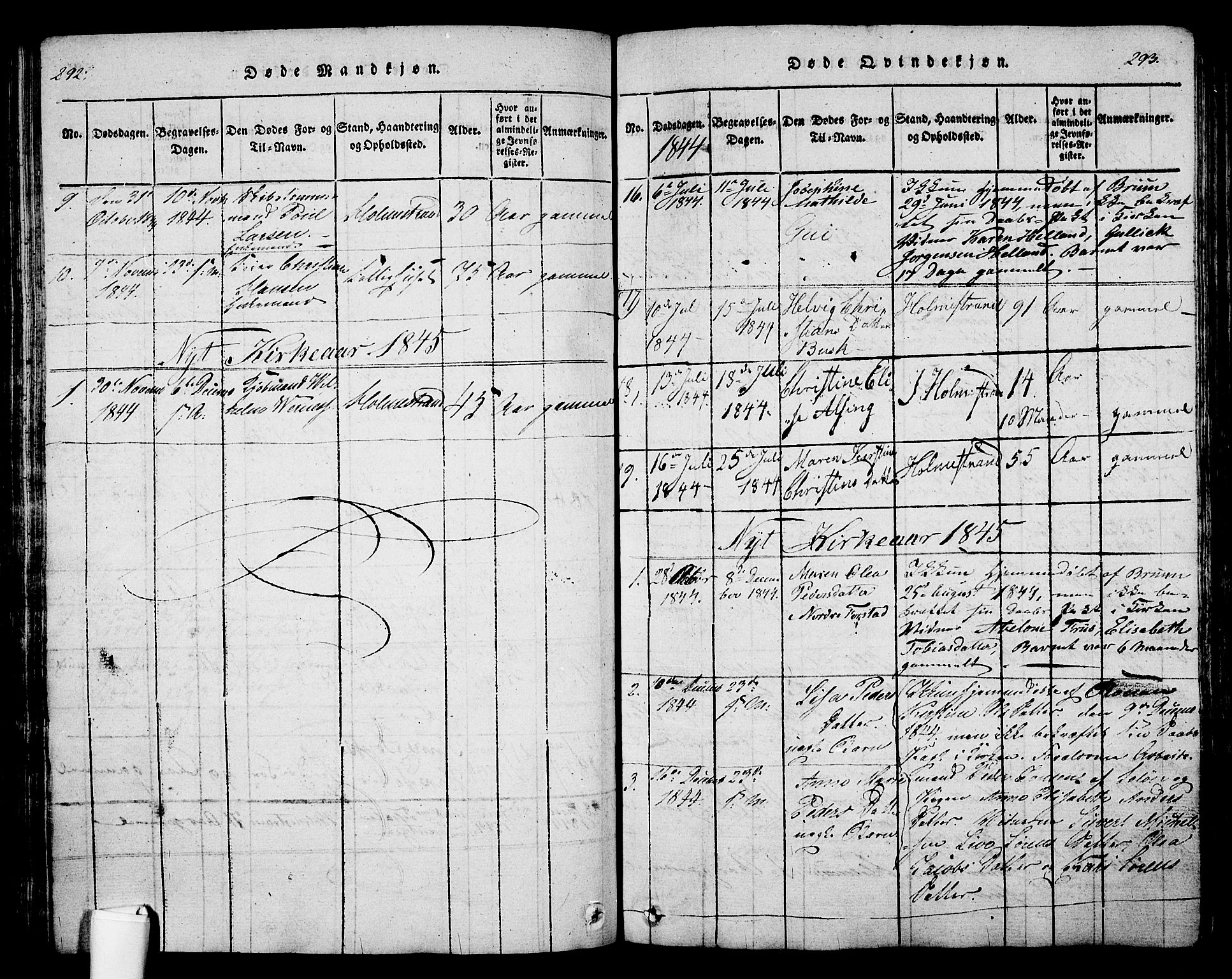 Holmestrand kirkebøker, SAKO/A-346/G/Ga/L0001: Parish register (copy) no. 1, 1814-1848, p. 292-293