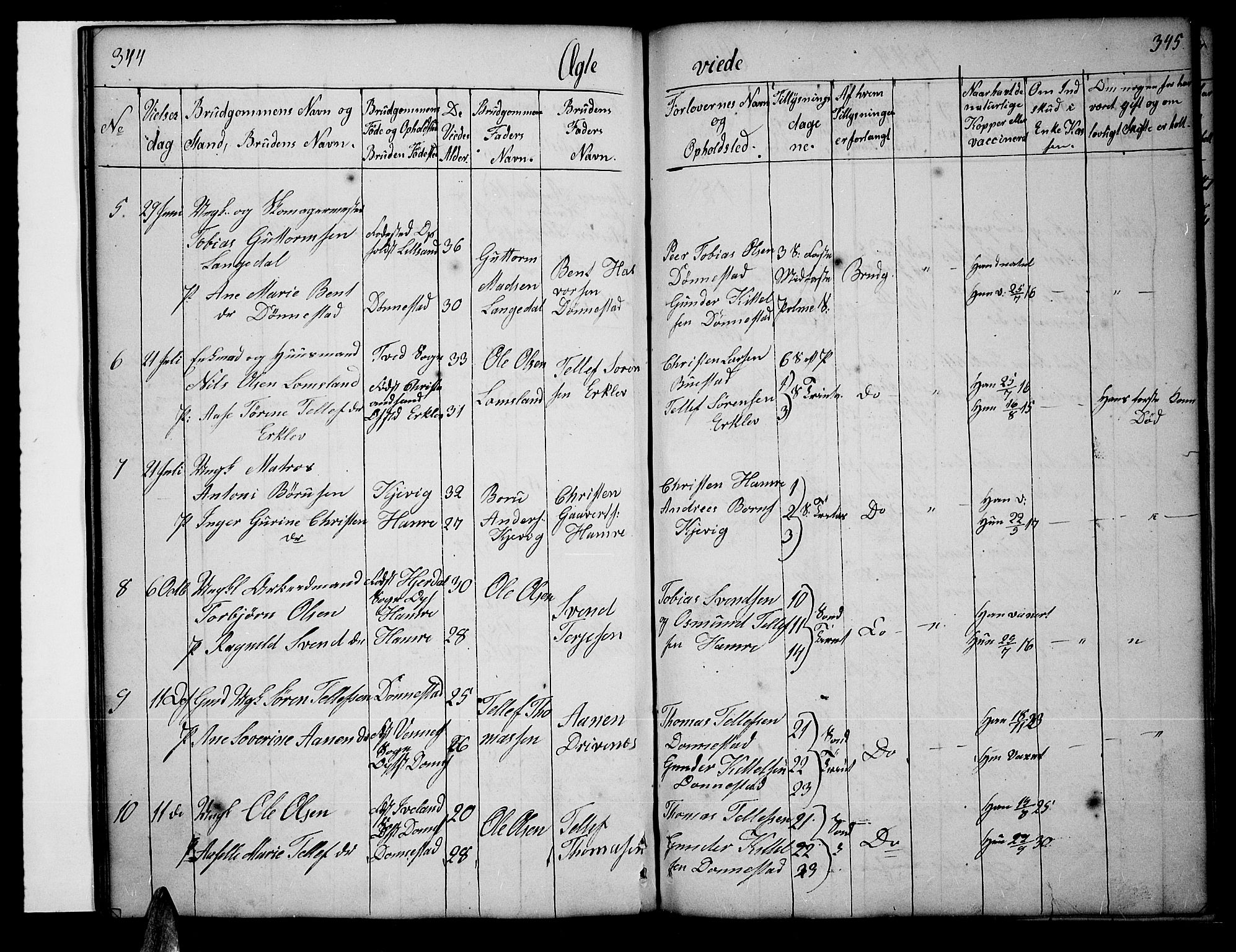 Tveit sokneprestkontor, AV/SAK-1111-0043/F/Fb/L0002: Parish register (copy) no. B 2, 1835-1854, p. 344-345