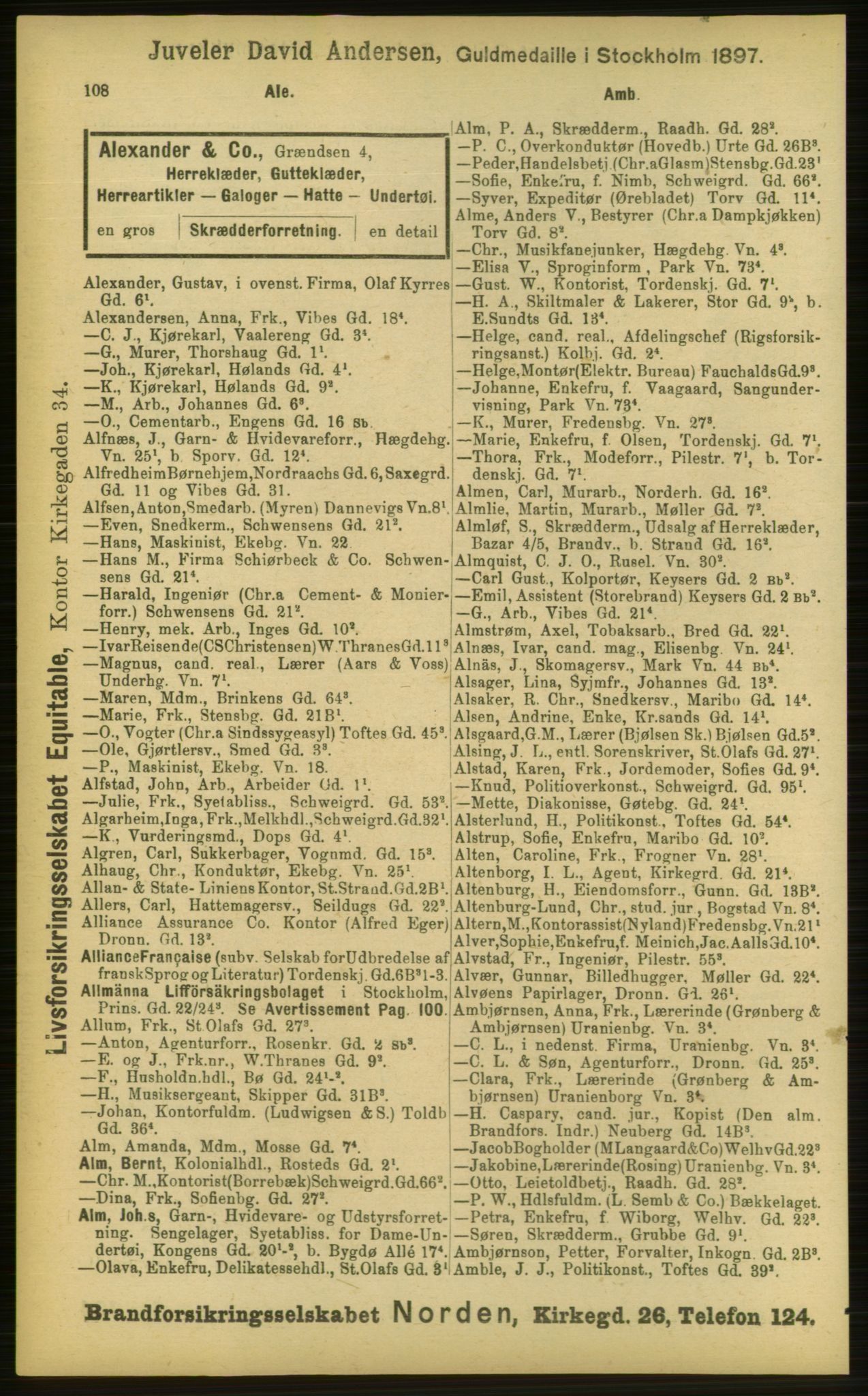 Kristiania/Oslo adressebok, PUBL/-, 1898, p. 108