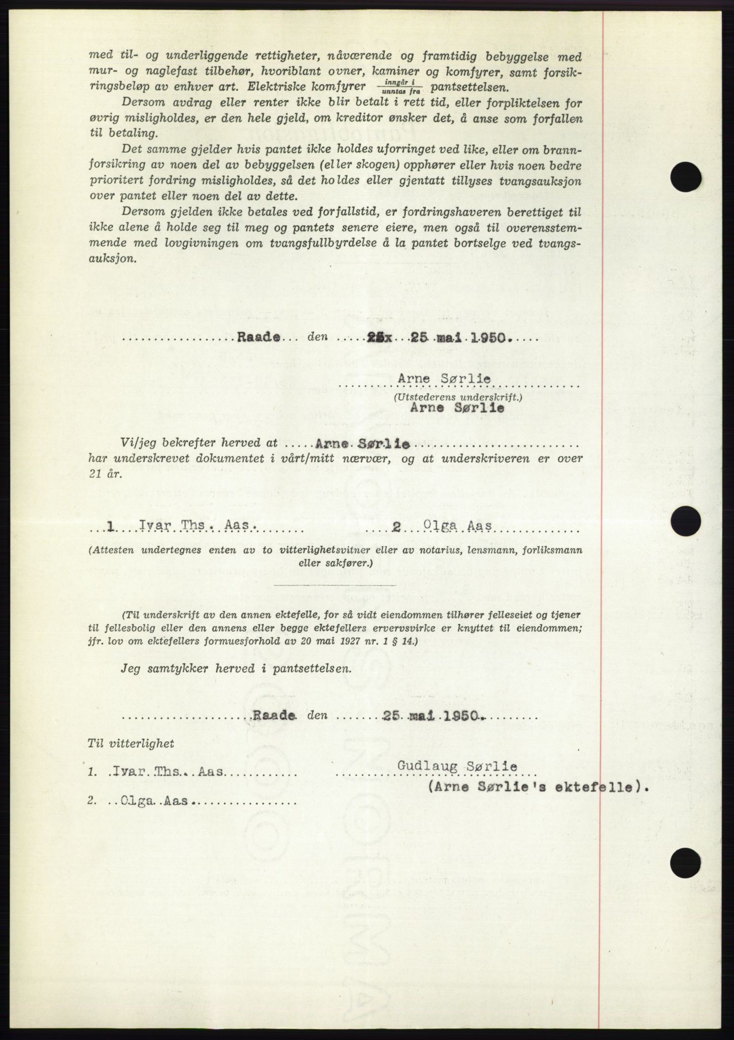 Moss sorenskriveri, AV/SAO-A-10168: Mortgage book no. B24, 1950-1950, Diary no: : 1634/1950