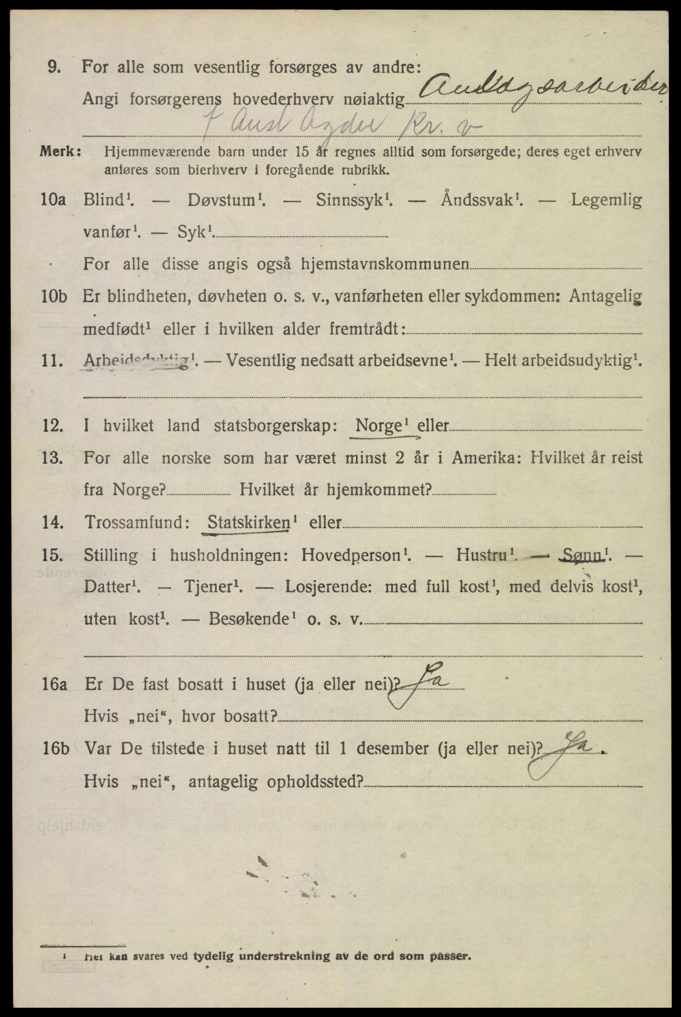 SAK, 1920 census for Åmli, 1920, p. 1408