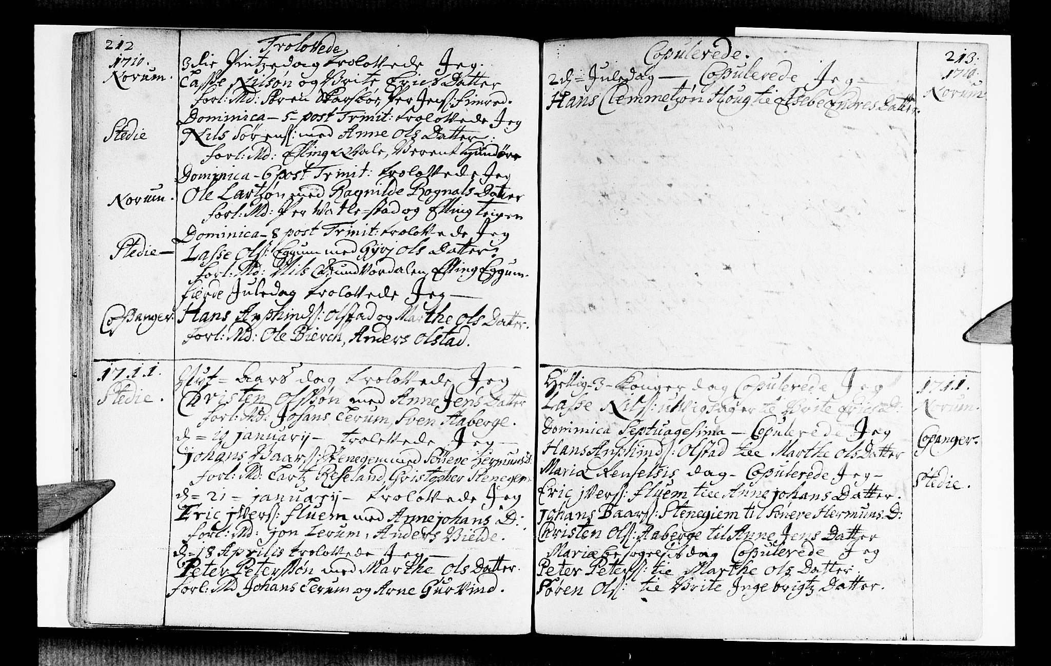 Sogndal sokneprestembete, AV/SAB-A-81301/H/Haa/Haaa/L0001: Parish register (official) no. A 1, 1689-1713, p. 212-213