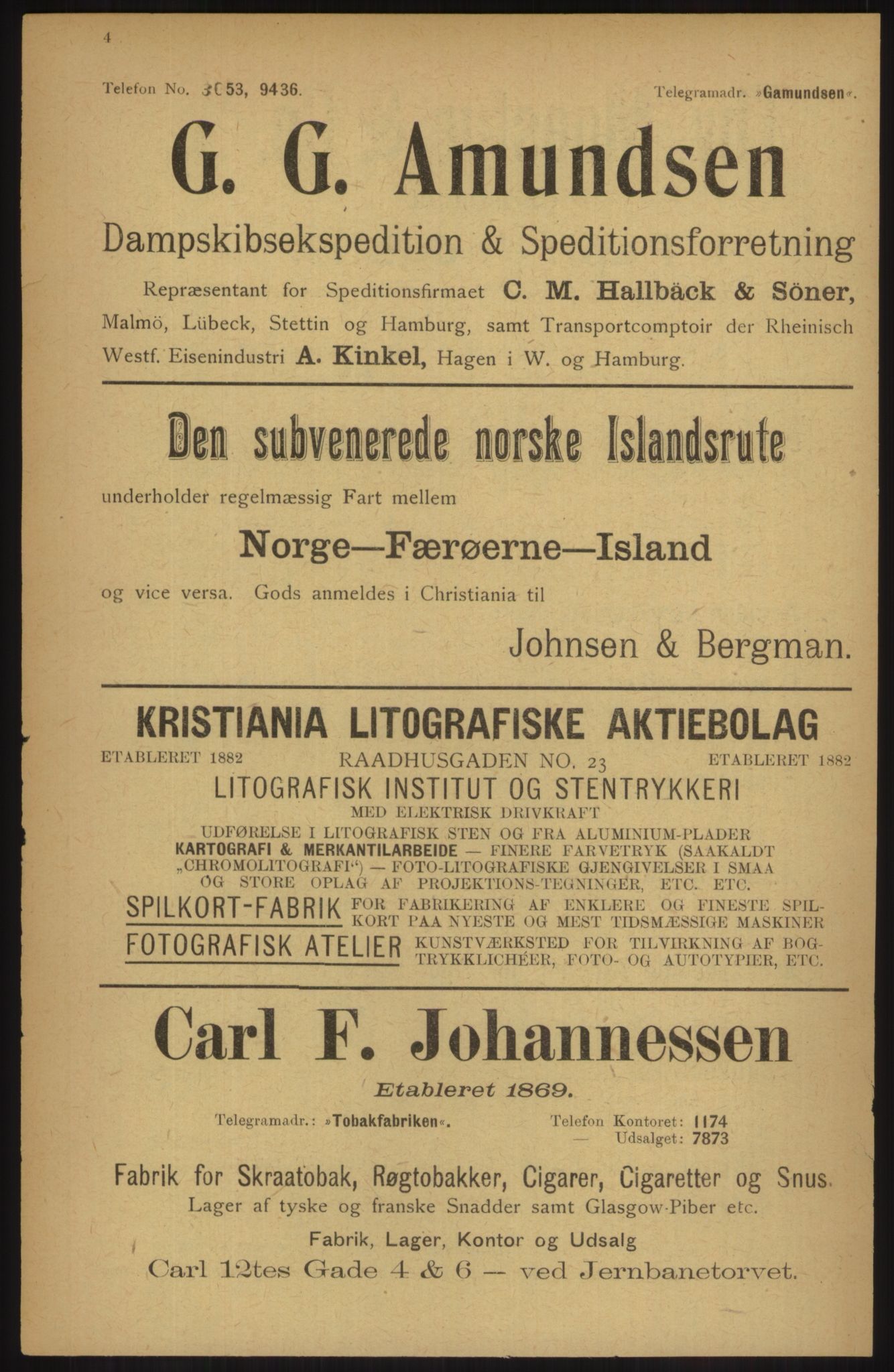 Kristiania/Oslo adressebok, PUBL/-, 1914, p. 4